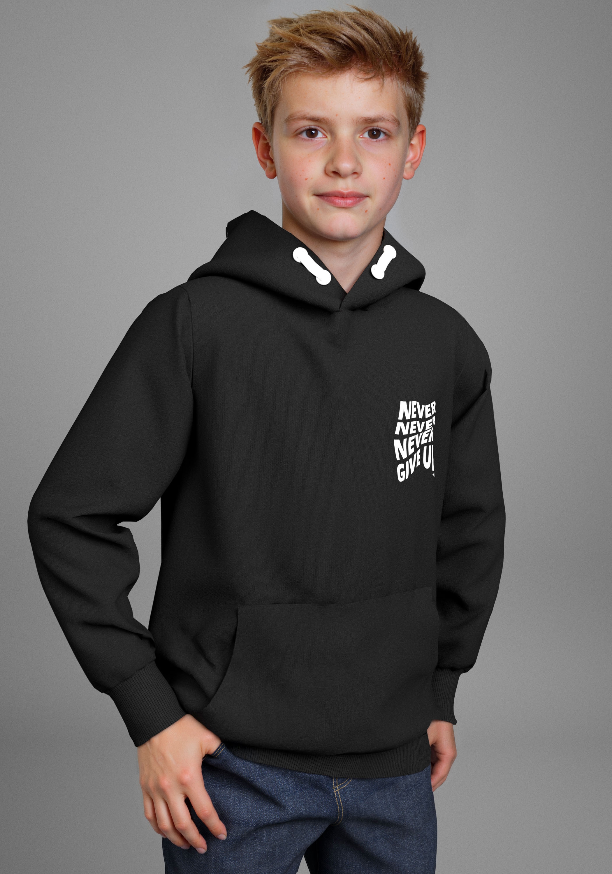KangaROOS Kapuzensweatshirt »NEVER GIVE UP«, Sweatshirt mit grossem Rückendruck