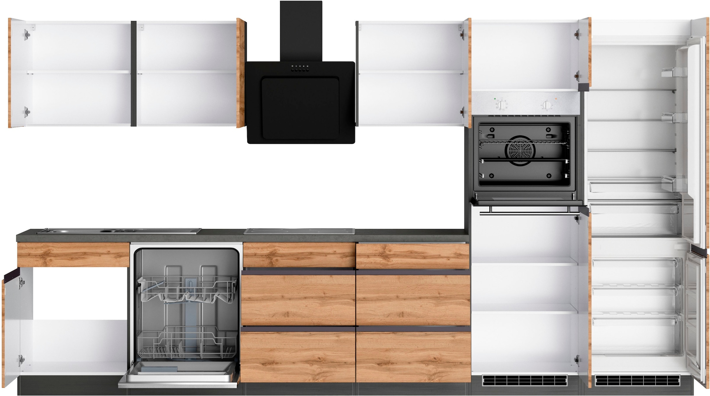 KOCHSTATION Kitchenette »KS-Riesa« Largeur d’installation 360 cm, sans appareils électriques