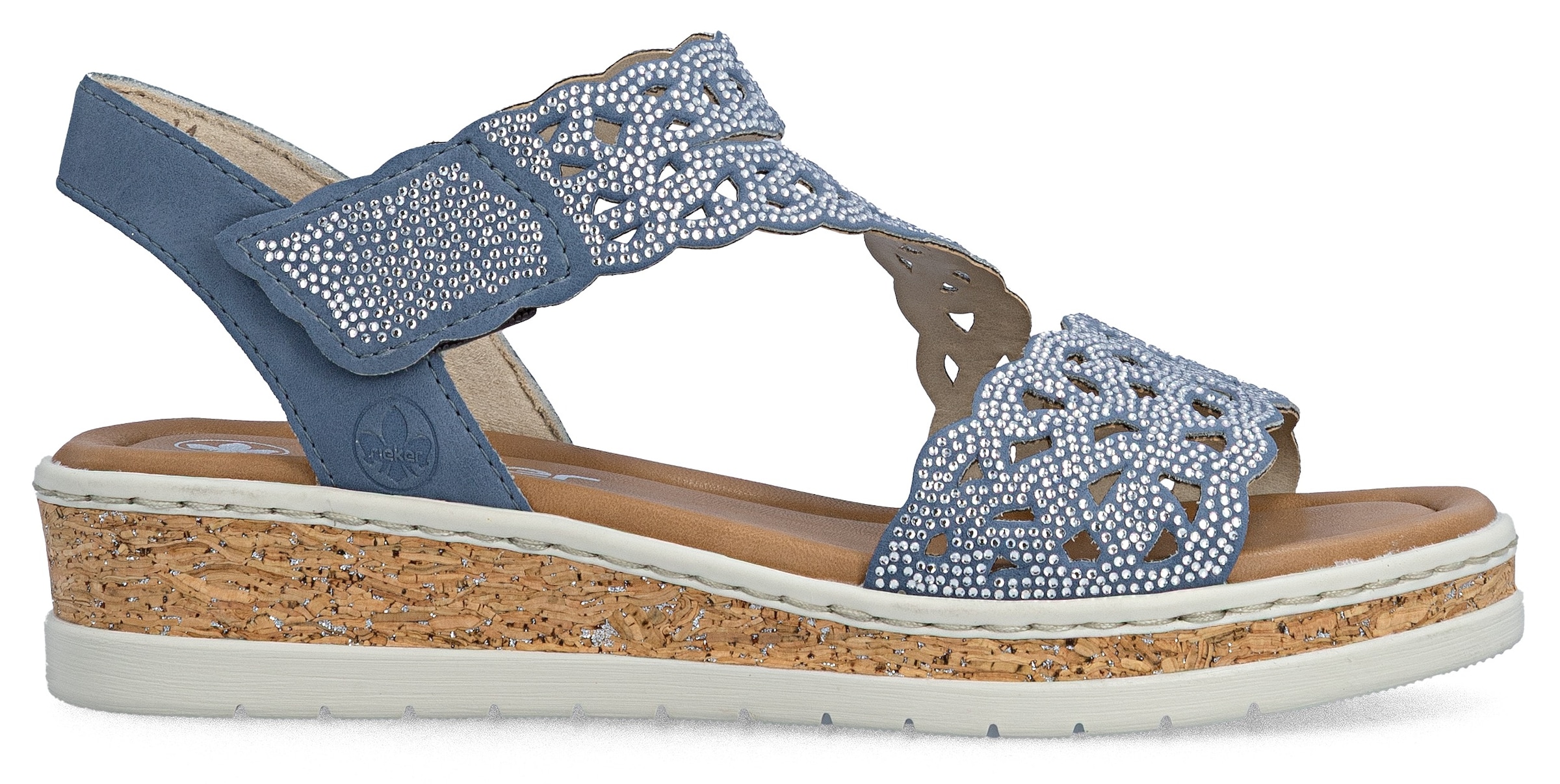 Rieker Sandales compensées  Sandale compensée, chaussure d'été, chaussure de vacances avec strass