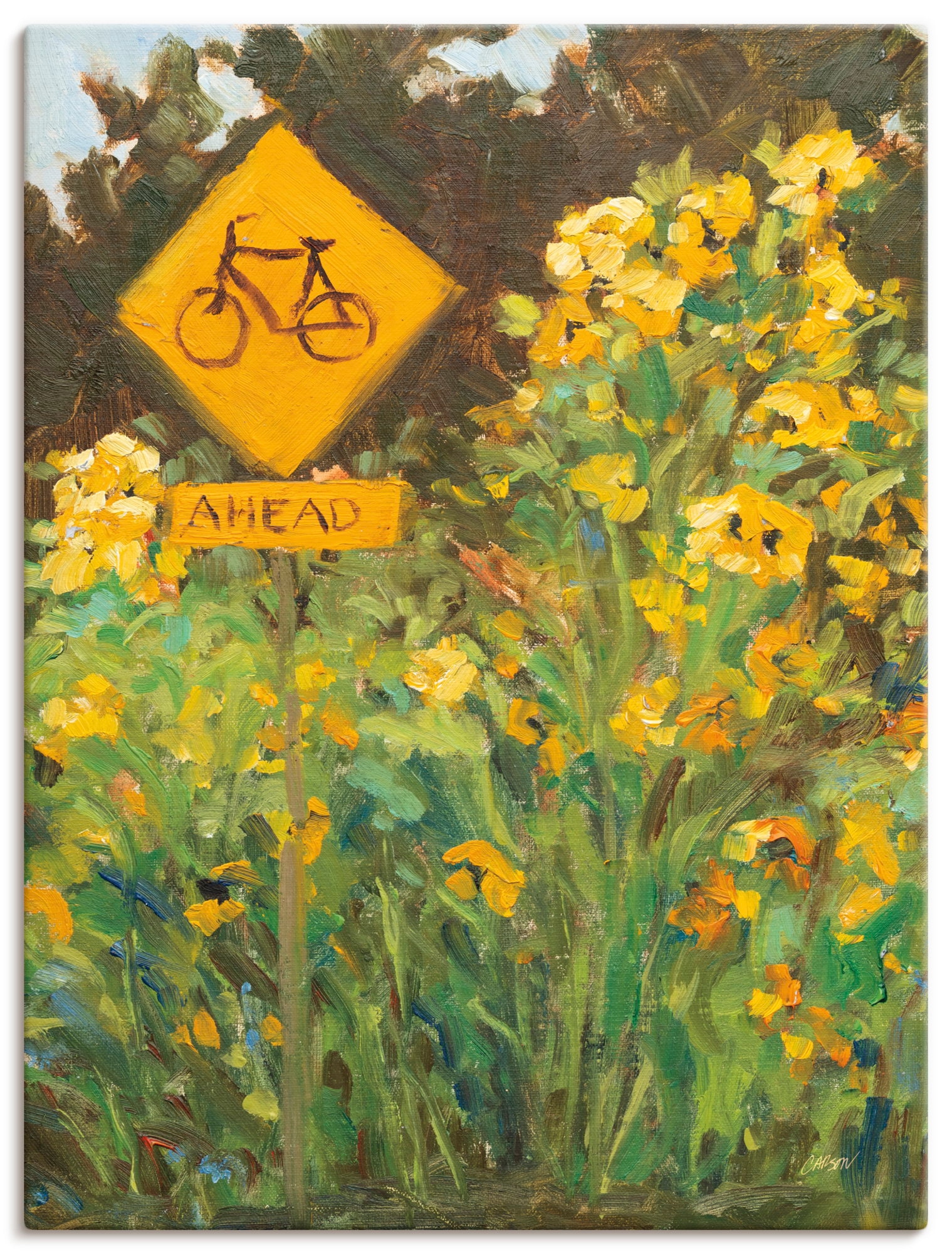 Image of Artland Wandbild "Bicycle Crossing" Blumenwiese 1 Stk. tlg. als Alubild, Leinwandbild, Poster, Wandaufkleber in verschied. Grössen