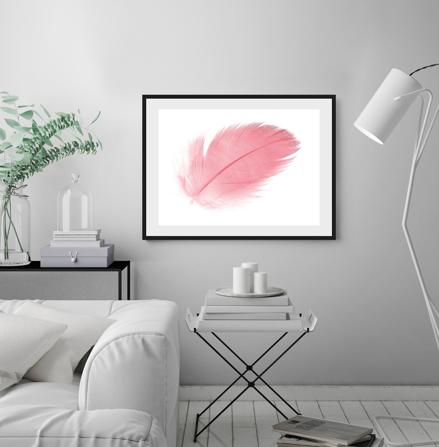Image of queence Bild "Finja" Federn Kunst gerahmt, Rosen