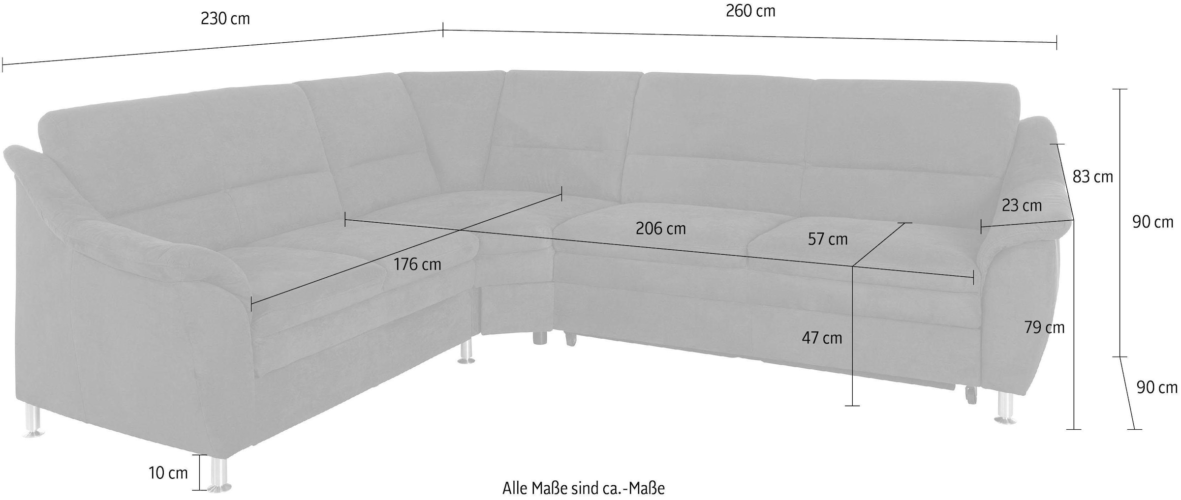 Places of Style Ecksofa »Cardoso L-Form«, mit Trapezecke für mehr Sitzkomfort, wahlweise auch mit Bettfunktion