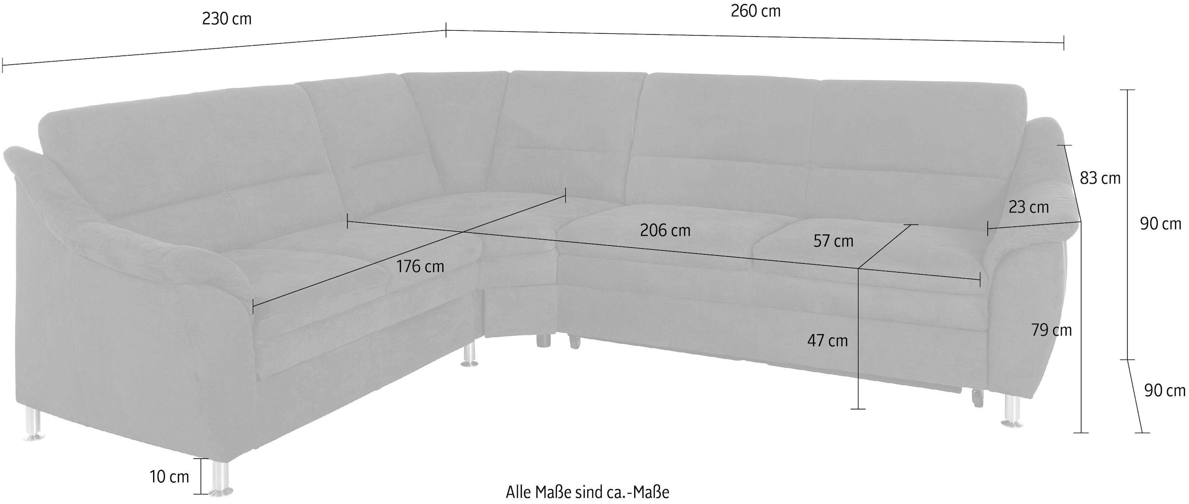 Places of Style Ecksofa »Cardoso L-Form«, mit Trapezecke für mehr Sitzkomfort, wahlweise auch mit Bettfunktion