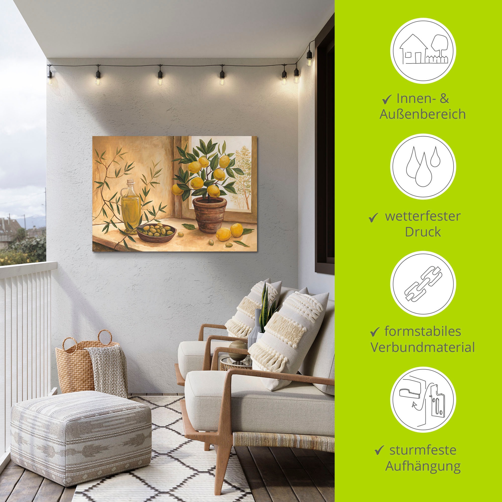 Artland Wandbild »Oliven und Zitronen«, Arrangements, (1 St.), als Alubild, Outdoorbild, Leinwandbild, Poster, Wandaufkleber
