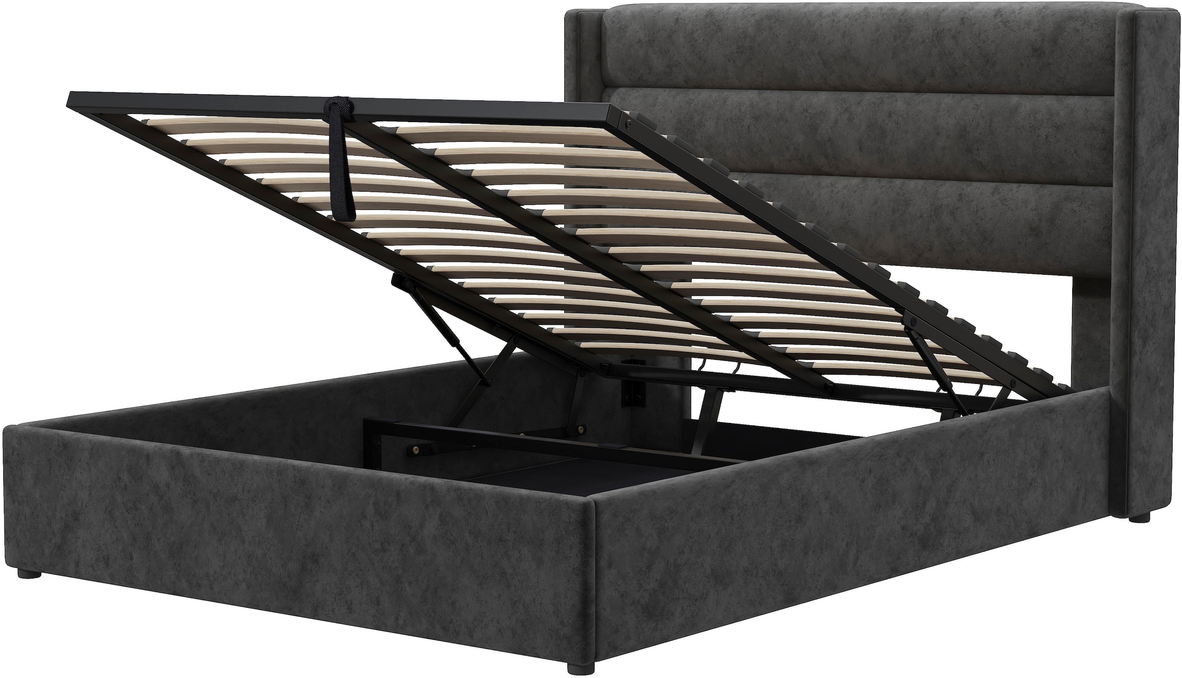 GOODproduct Polsterbett »ROMMINA, Polsterbett mit Bettkasten in den Breiten 140cm & 180cm« Samtweicher Chenille-Bezug