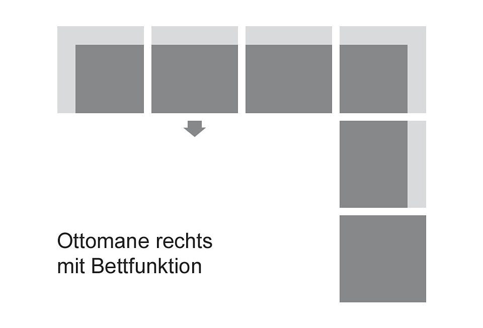 DOMO collection Ecksofa »Papenburg, zeitlose Rückensteppung, elegante Armlehne, L-Form«, mit Ottomane, wahlweise mit Bettfunktion