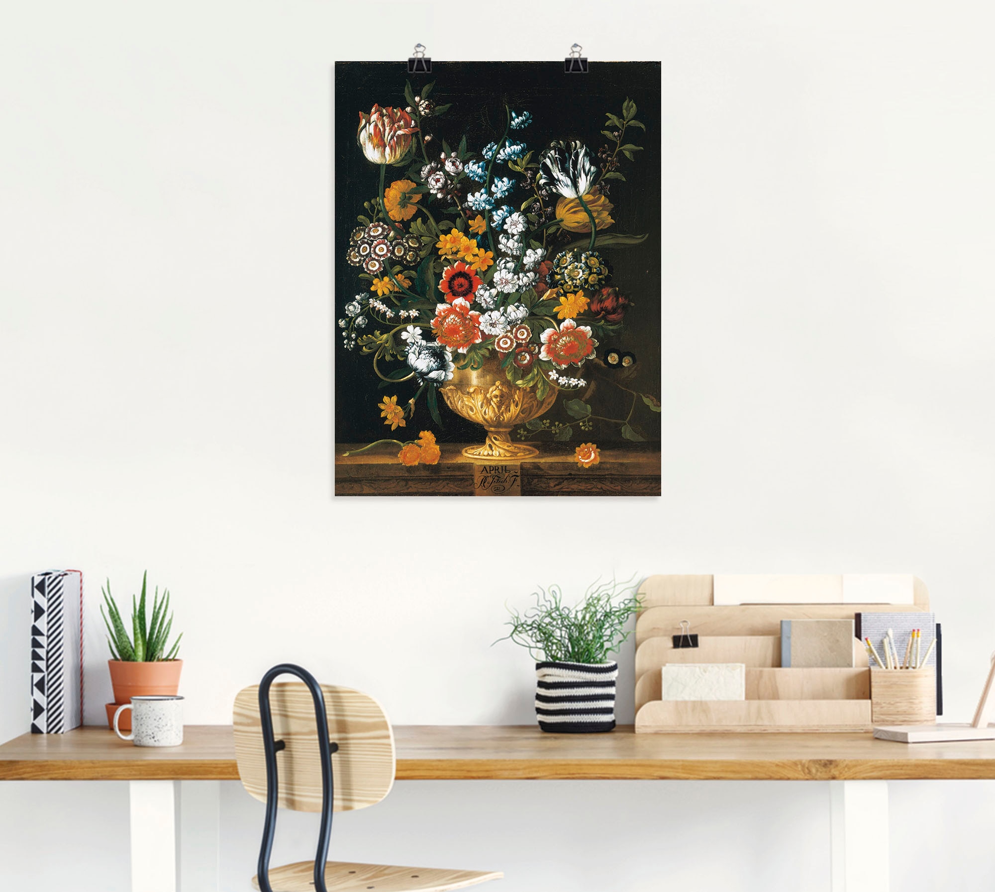 Artland Kunstdruck »Zwölf Monate. Floraler Kalender April«, Arrangements, (1 St.), als Leinwandbild, Wandaufkleber oder Poster in versch. Grössen