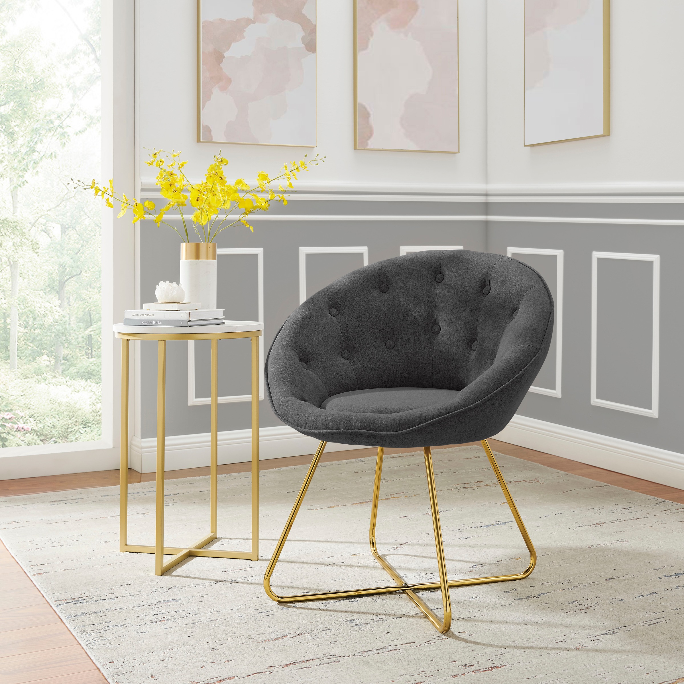 Image of Leonique Loungesessel »Darcie«, (1 St.), mit festmontiertem Sitzkissen, Metallgestell in Chrom Goldfarben, in verschiedenen Farbvarianten enthältlich, Sitzhöhe 46 cm bei Ackermann Versand Schweiz