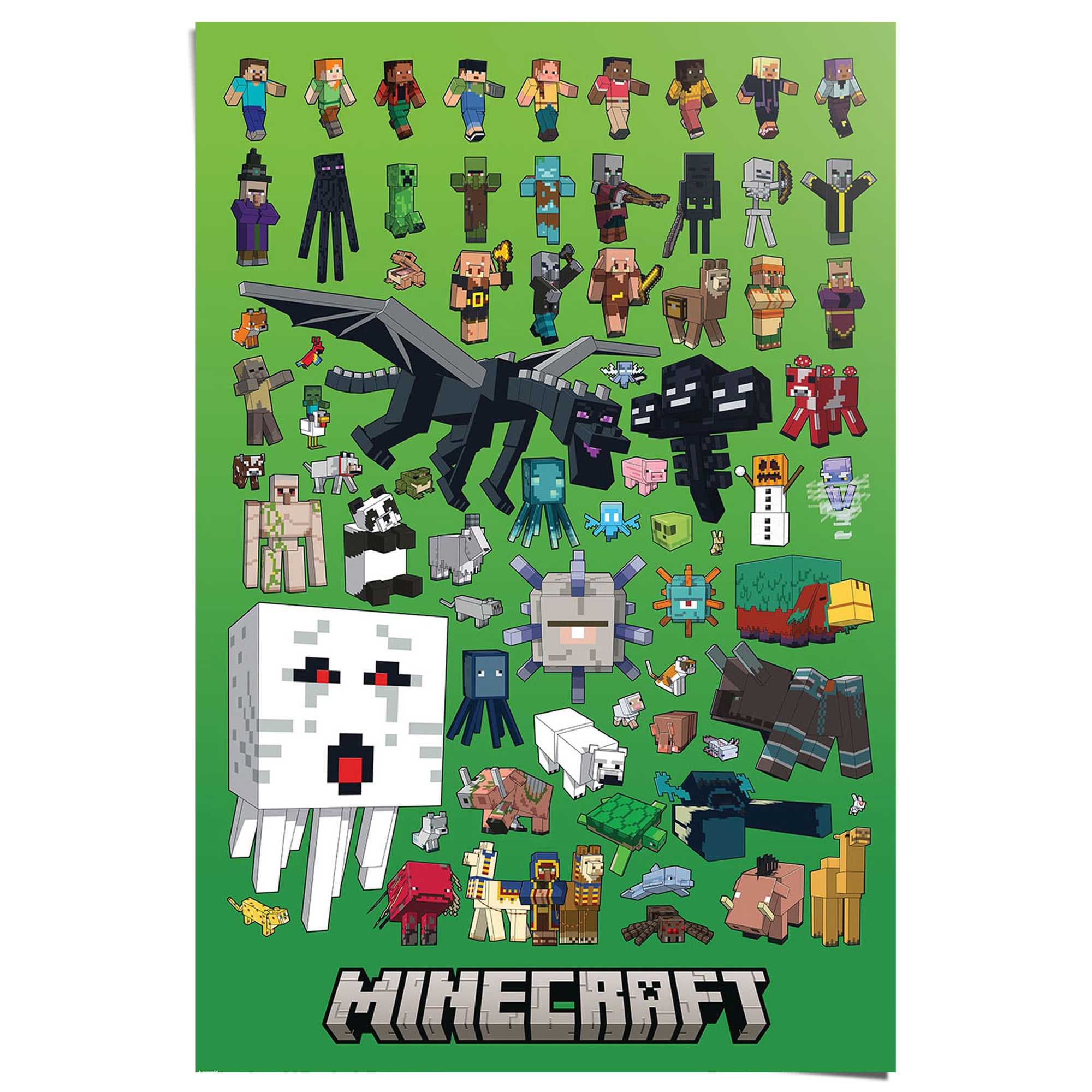 Image of Reinders Poster "Minecraft - character montage" Kinderzimmer - Grün - 150 gr. Papier - Games - 61x91,5 cm