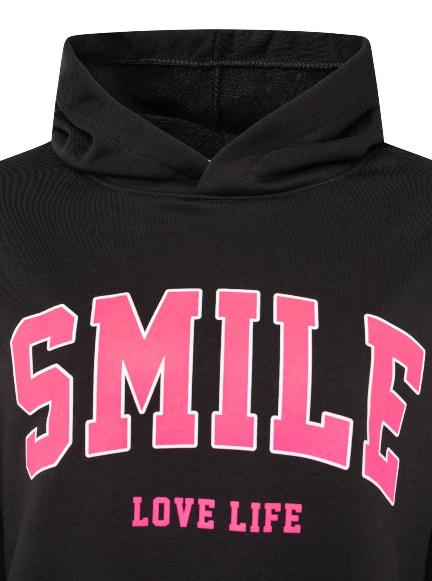 Zwillingsherz Hoodie »"Smile"«, capuche, manches longues, poignets élastiques, grand imprimé néon,
