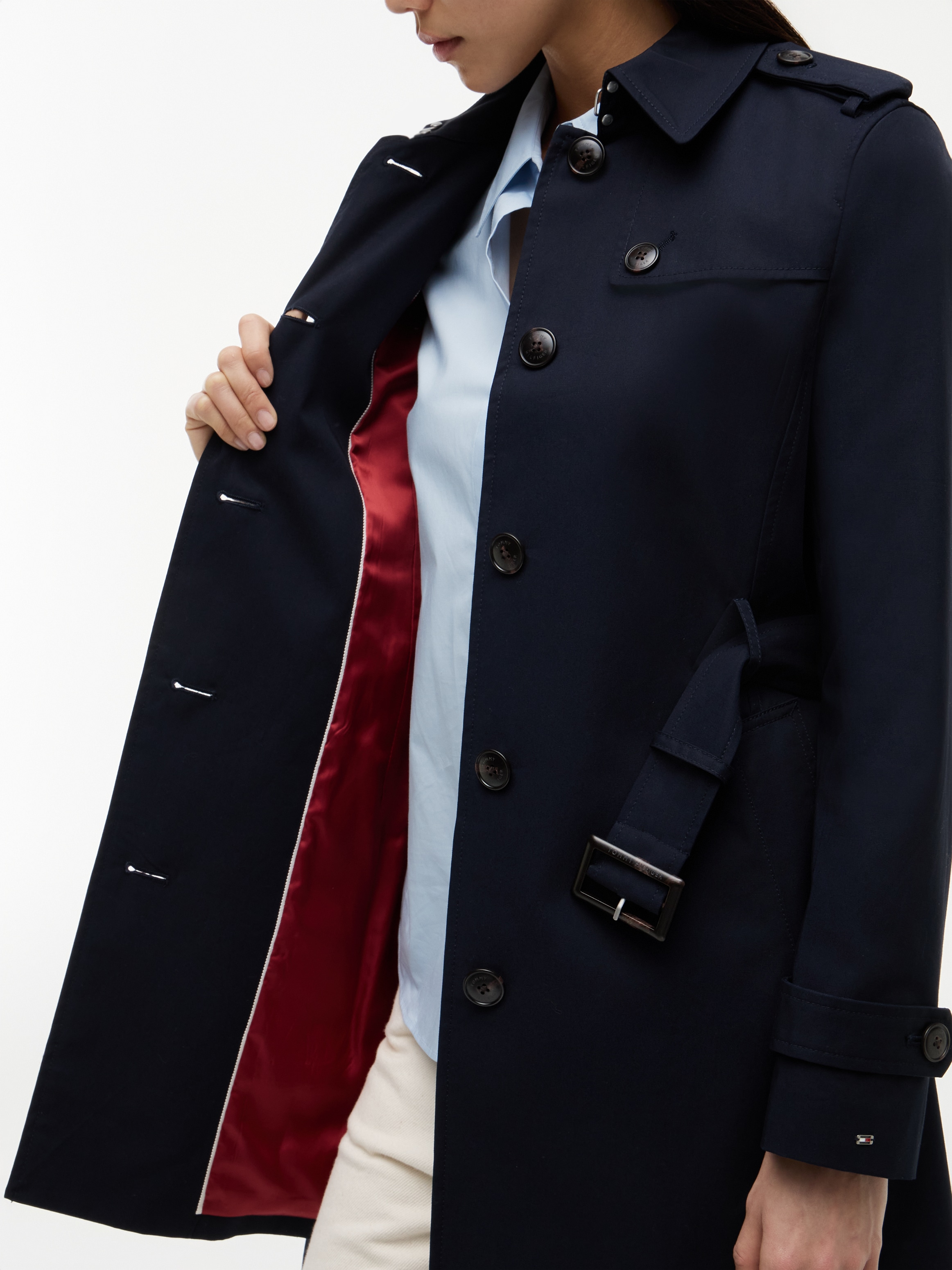 Tommy Hilfiger Veste longue »HERITAGE SINGLE BREASTED TRENCH« avec les détails typiques du trench-coat