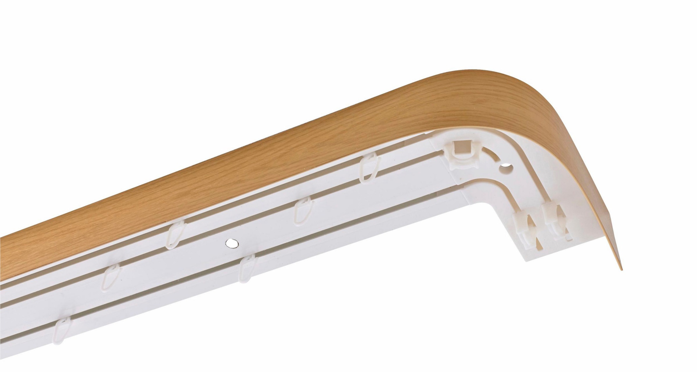 GARESA Schienensystem »Kunststoffschiene mit Blende« 3 läufig-läufig Wunschmasslänge seitlich mit 2 Rundbögen (kein Spalt zwischen Vorhang und Wand!)