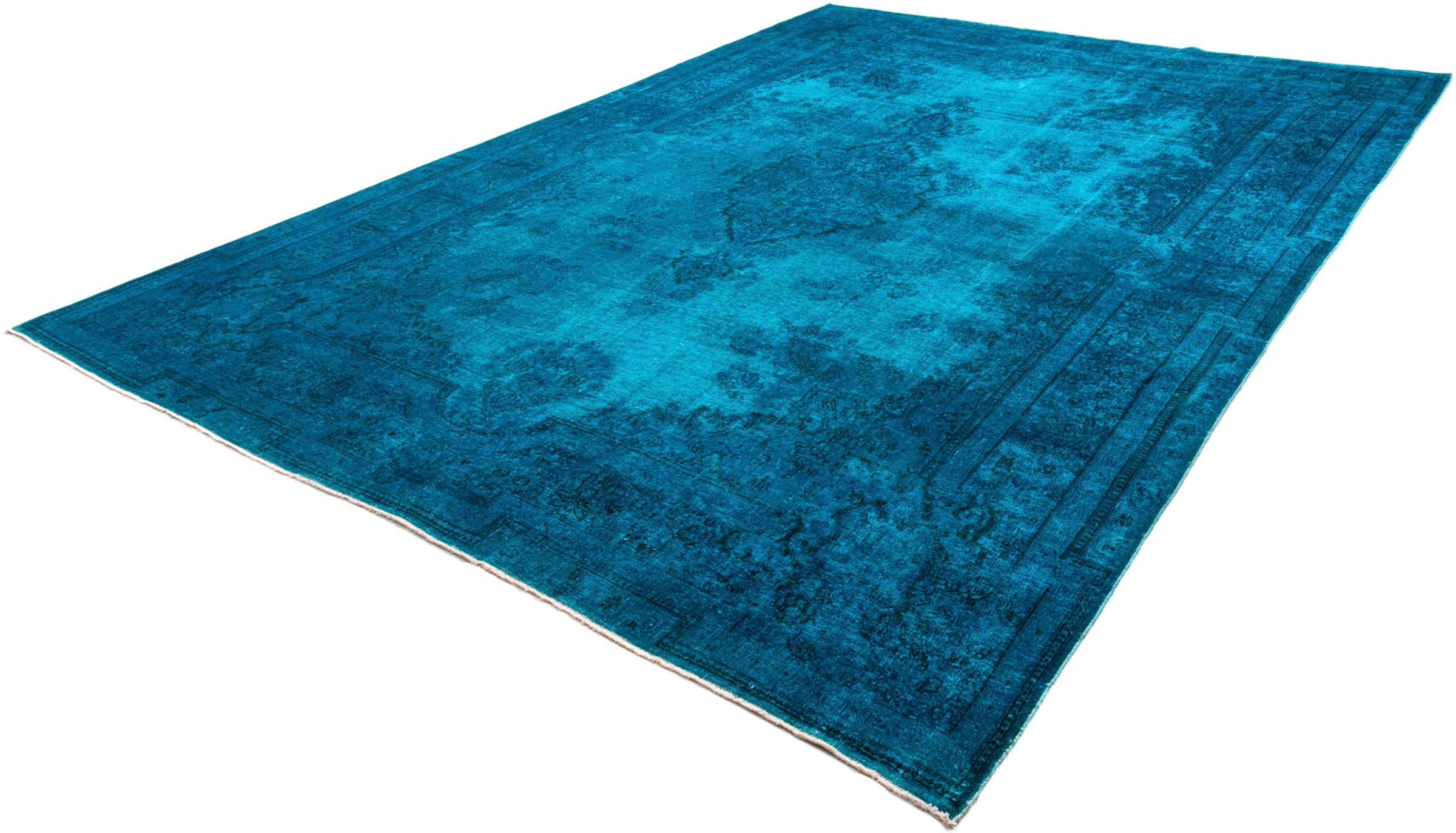 Teppich »Vintage - 363 x 251 cm - dunkelblau«, rechteckig, Wohnzimmer, Handgeknüpft,...