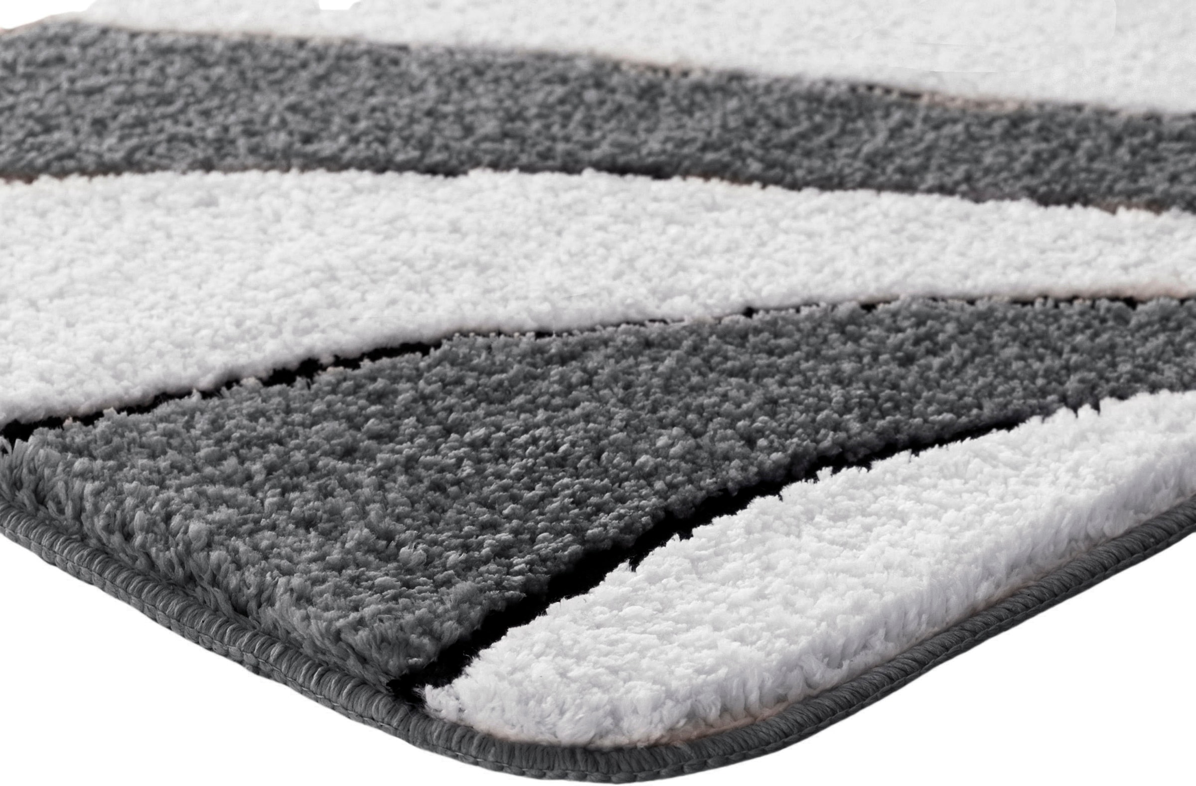 my home Badematte »Anna, Badvorleger, Badezimmer Teppich«, rutschhemmend beschichtet, fussbodenheizungsgeeignet-schnell trocknend, Badteppich, Hoch Tief Effekt, Modern, Weich, Wellen