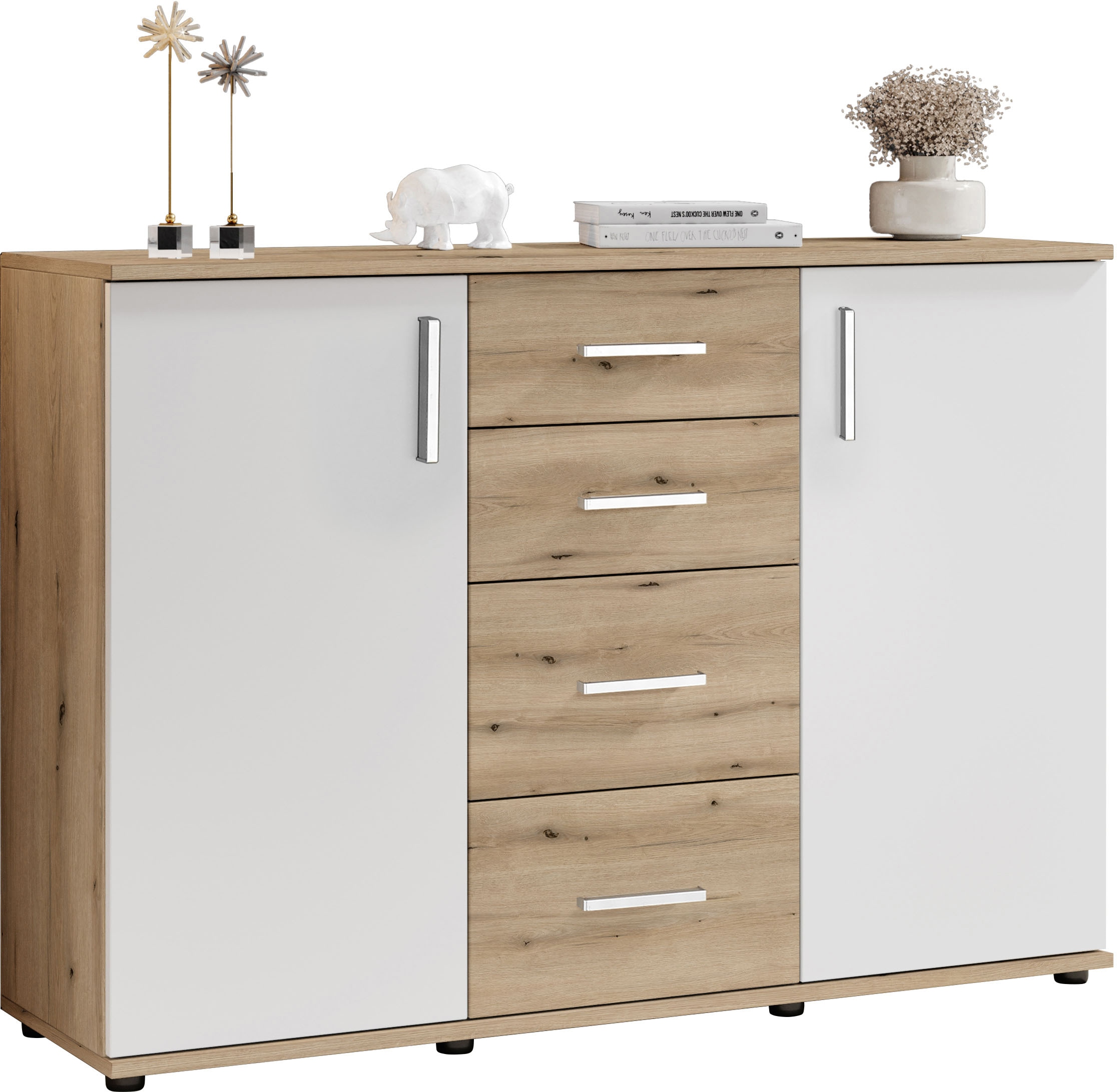 HBZ Kommode »BC-Drift-2, Sideboard Stellmass 120x84x35 cm« 1 Stk. tlg. Sideboard mit 2 Türen, 4 Schubkästen, 2 Einlegeböden