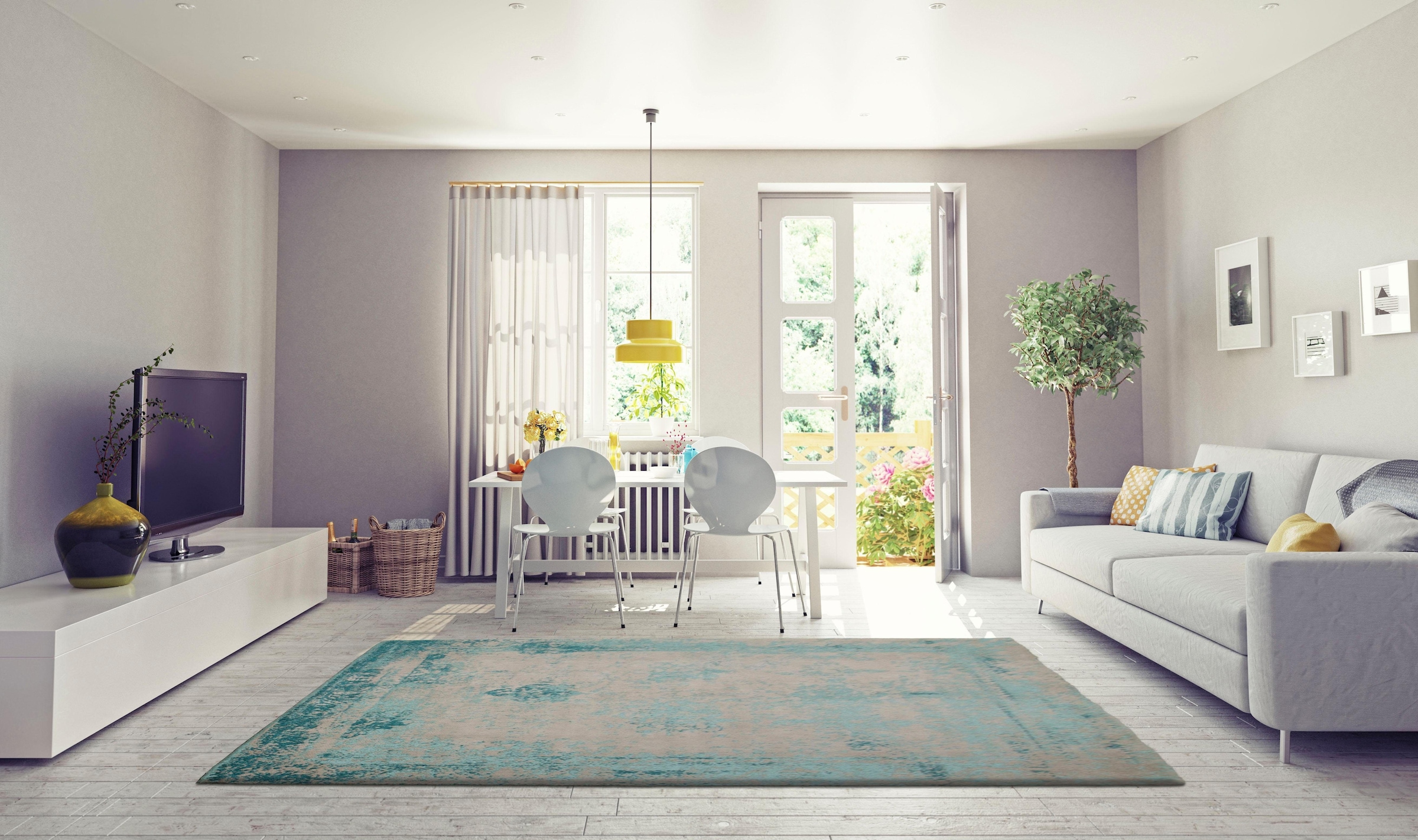 my home Teppich »Bosco«, rechteckig, 10 mm Höhe, Vintage Design, Wohnzimmer
