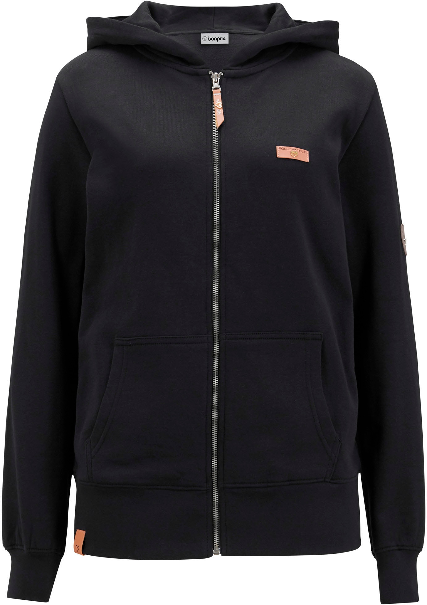 bonprix Sweat à capuche mit Kapuze, mit Kängurutaschen, aus Baumwolle, mit Reissverschluss