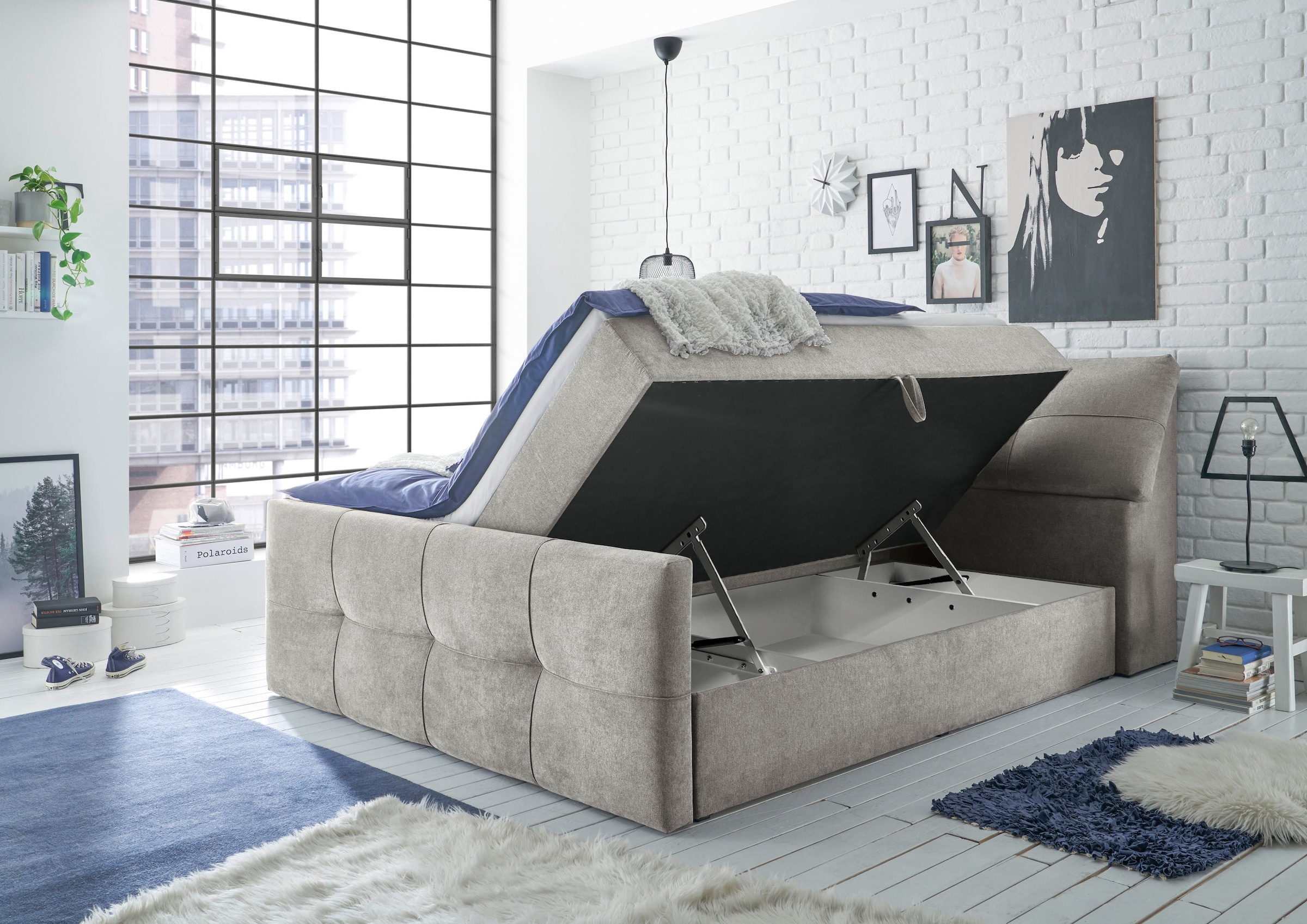 ED EXCITING DESIGN Lit de boxe »Redmond« 5 cuis tlg. inkl. Zwei Bettkästen, Stauraum im Kopfteil und Topper