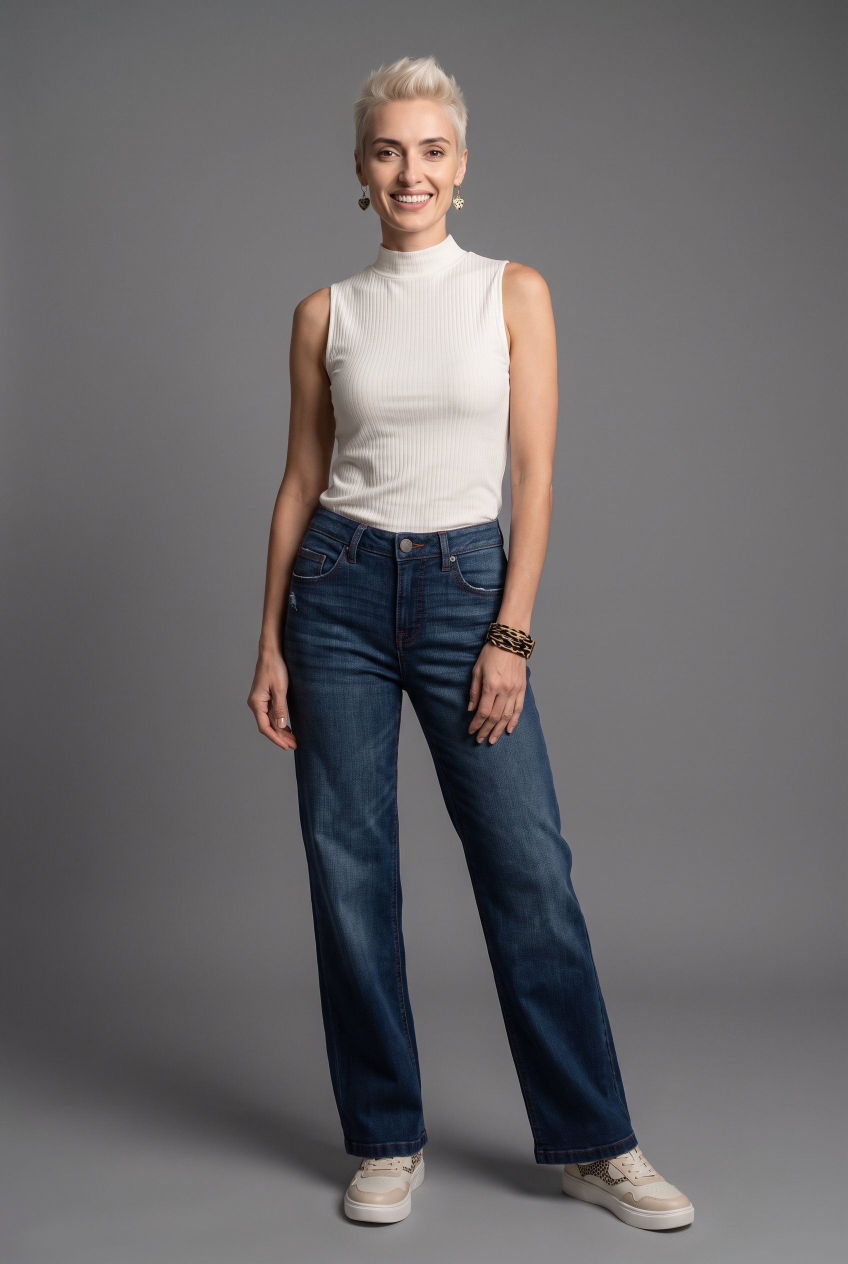 Aniston CASUAL Jeans droit à la mode avec jambes larges