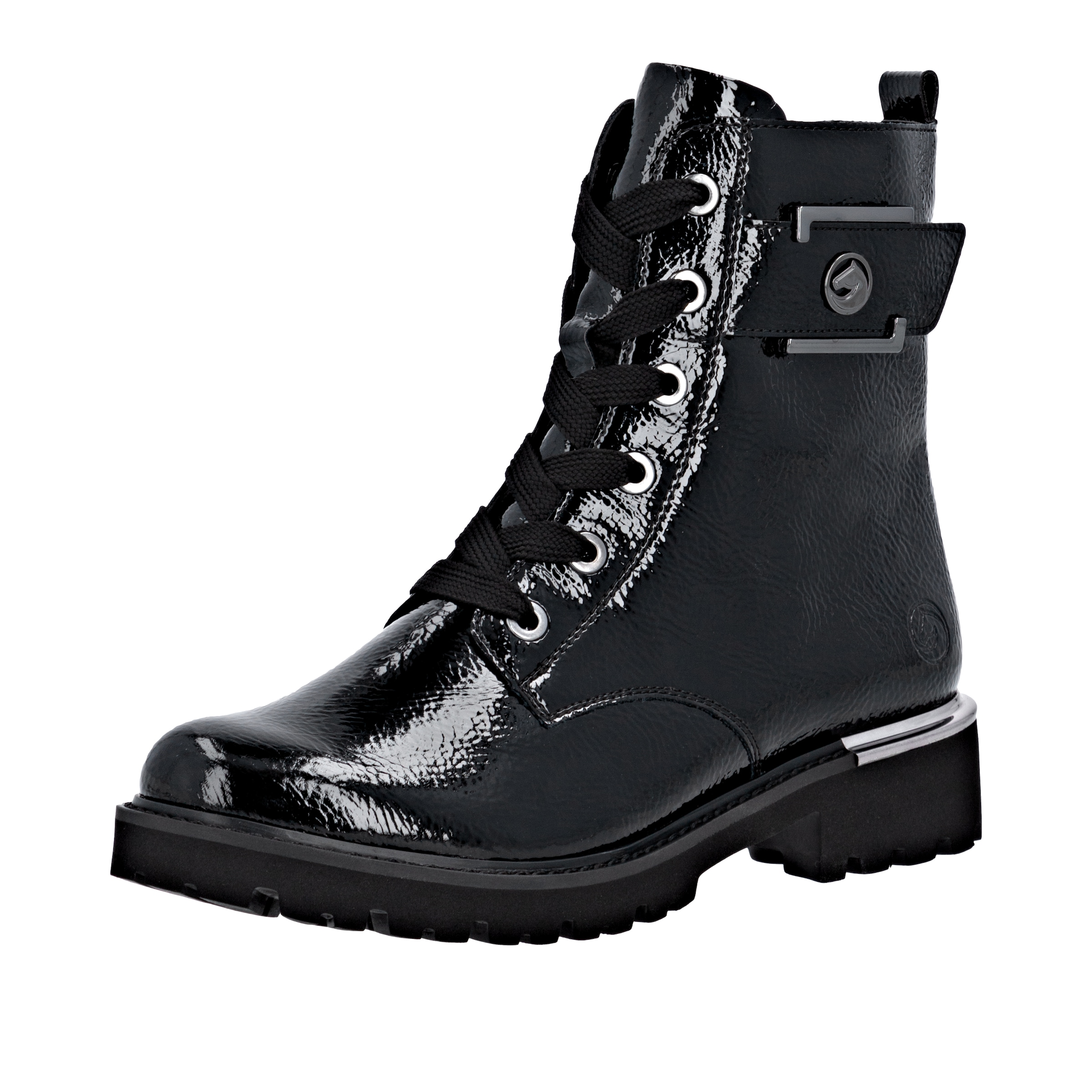 Image of Remonte Schnürstiefelette, Blockabsatz, Schnürboots im Kroko-Look, Innenreissverschluss