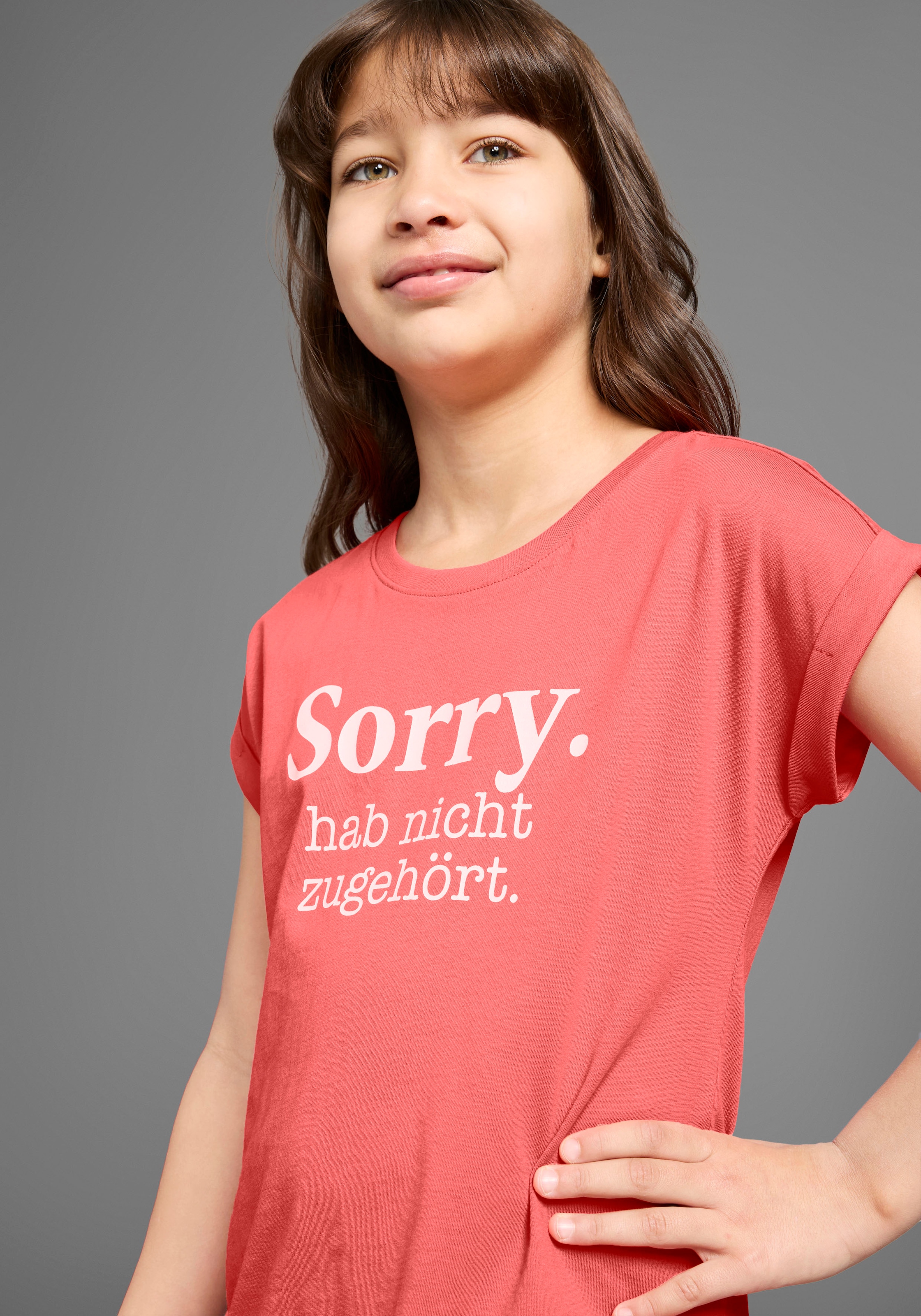 KIDSWORLD T-Shirt »Sorry. hab nicht zugehört.«, Kurzarm, bedruckt, Rundhalsausschnitt, aus Baumwolle