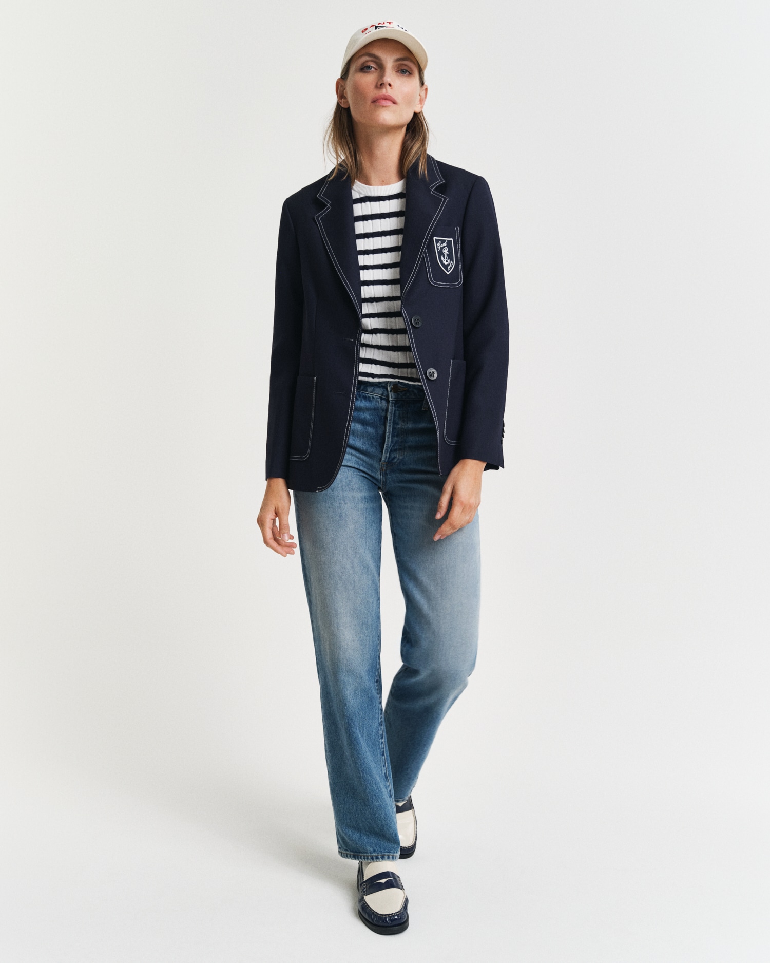 Gant Rundhalspullover »STRETCH COTTON CABLE STRIPE C-NECK«