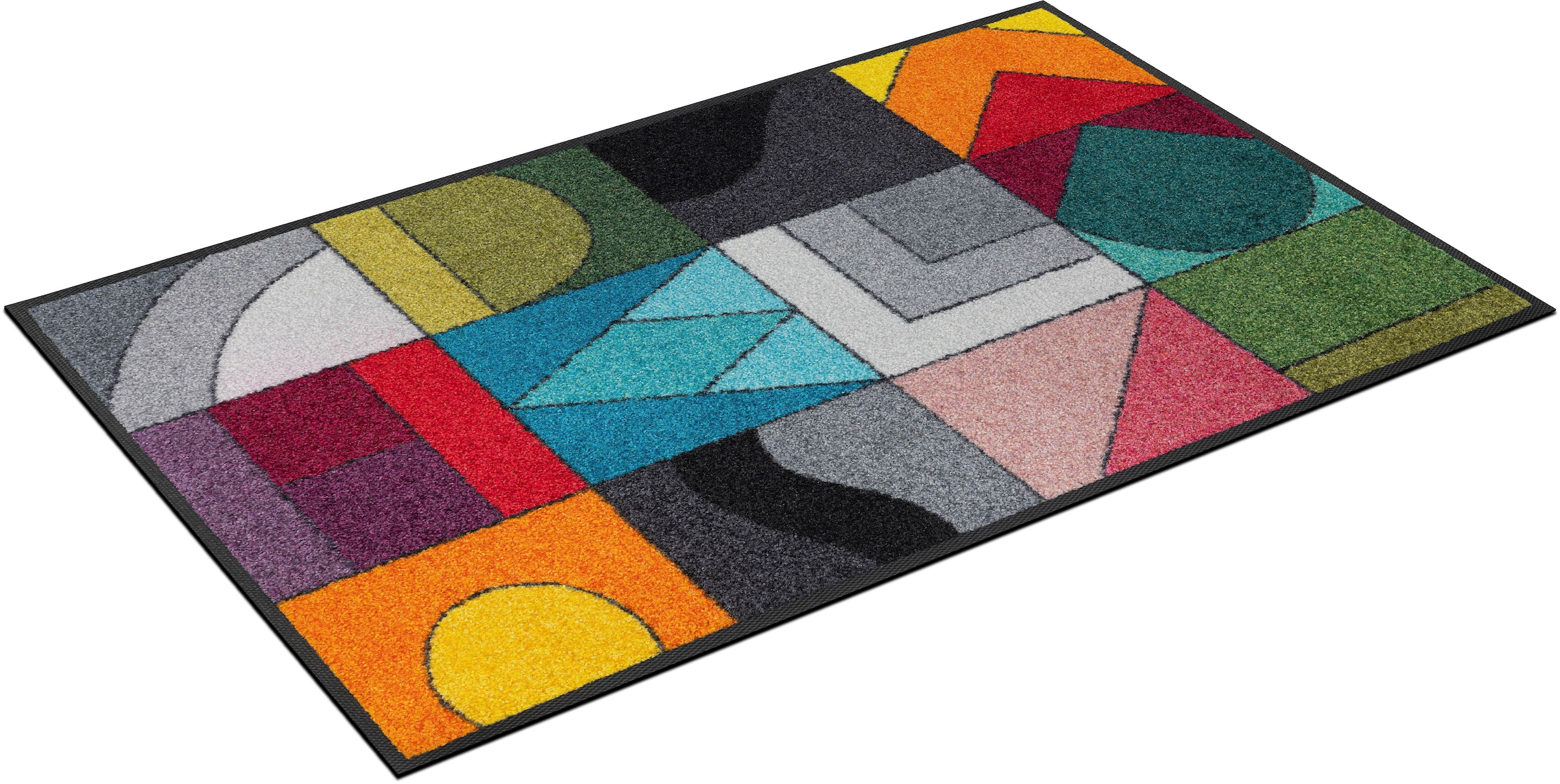 Image of wash+dry by Kleen-Tex Fussmatte "Momix" rechteckig 7 mm Höhe Schmutzfangmatte, modernes Patchwork Design, rutschhemmend, waschbar