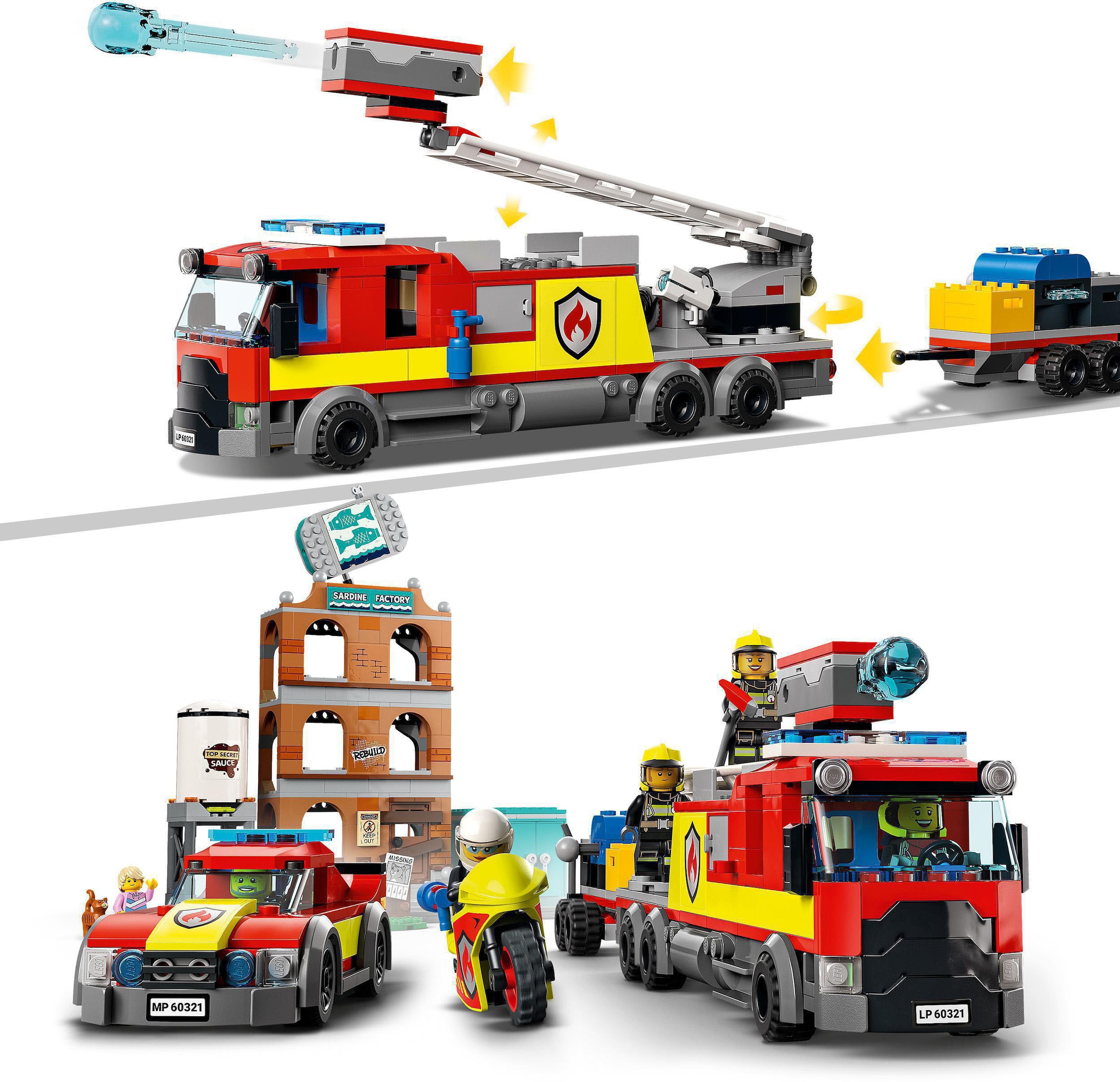 LEGO® Konstruktionsspielsteine »Feuerwehreinsatz mit Löschtruppe (60321), LEGO® City«, (766 St.)