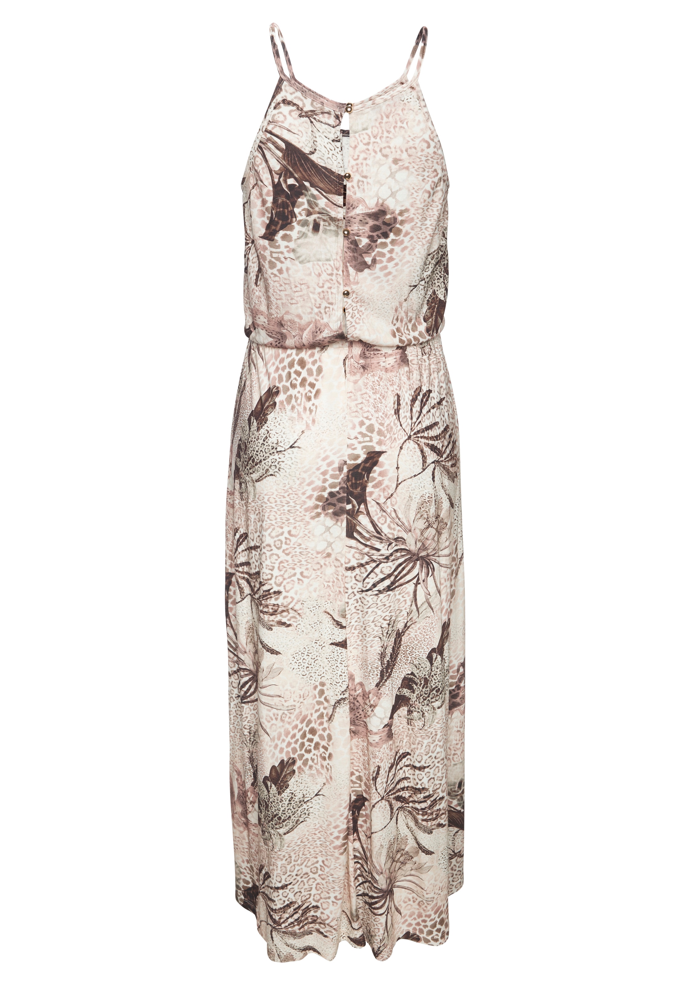 LASCANA Maxikleid leichtes Sommerkleid mit Alloverprint, fliessendes Strandkleid