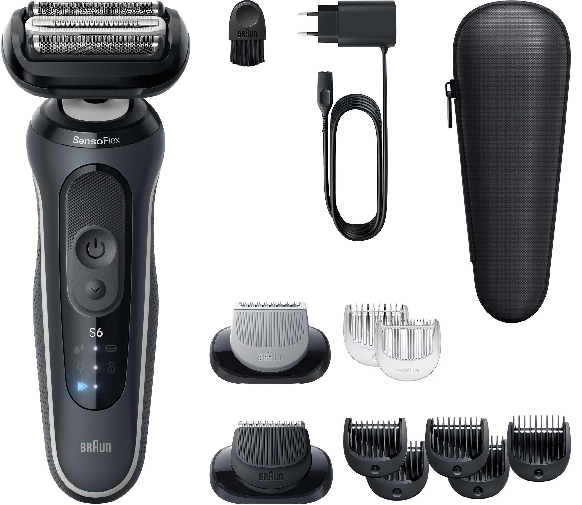 Braun Elektrorasierer »Series 6 62-G1650s« 2 Stk. Aufsätze 100% wasserdicht, +2 Aufsätze, bis zu 60 Min Akku, Made in Germany