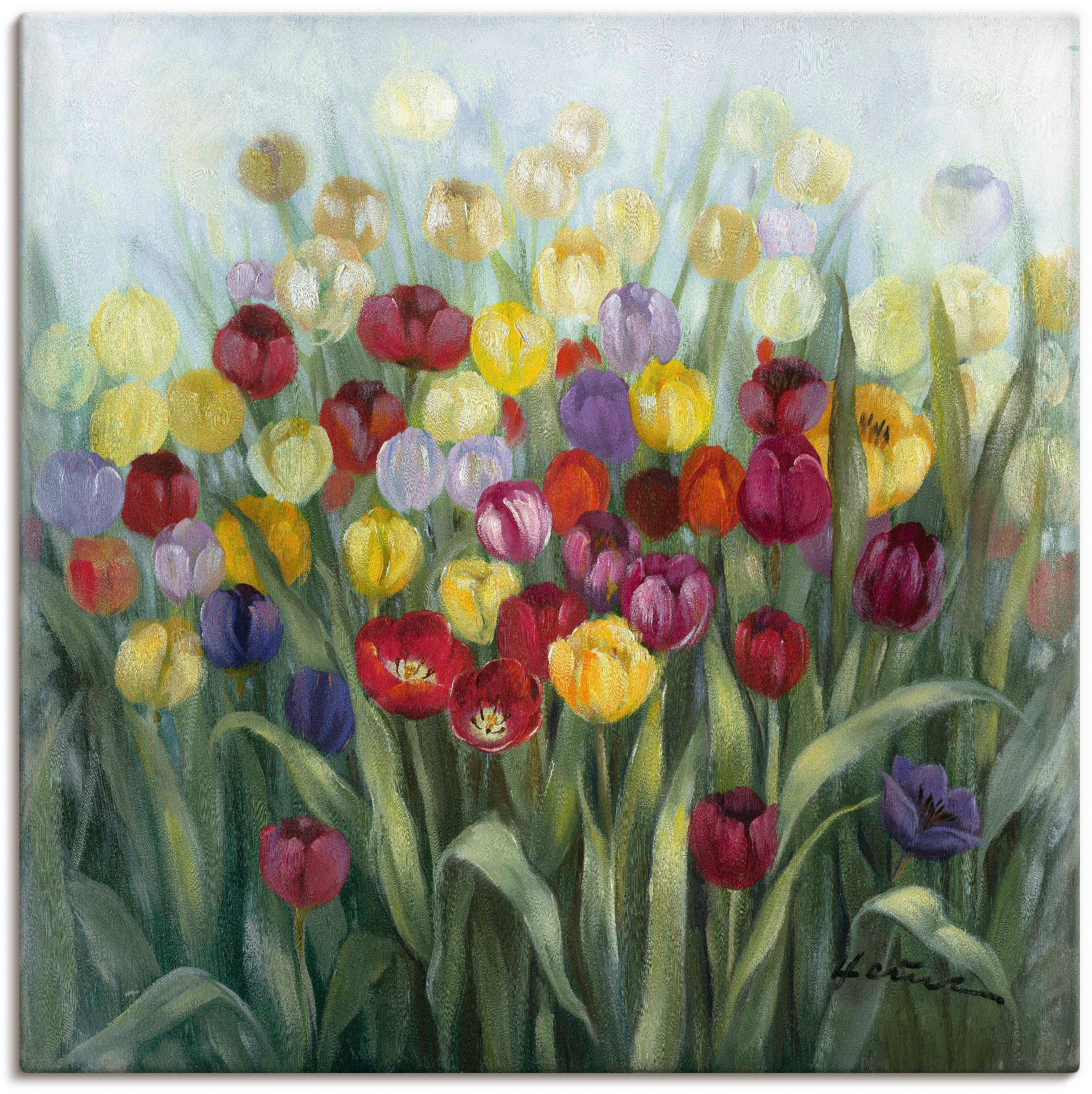 Image of Artland Leinwandbild "Tulpenwiese II" Blumenwiese 1 Stk. tlg. auf Holzrahmen gespannt