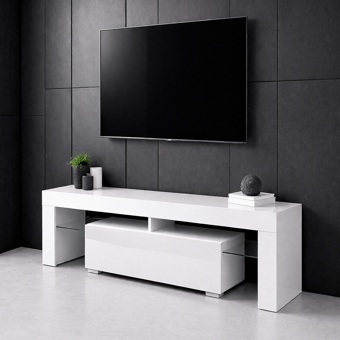 GOODproduct Lowboard »MONICA, TV-Board, TV-Kommode, TV-Schrank, TV-Unterschrank, TV-Möbel« Modernes Hochglanz TV-Board in 2 Farben, grifflos mit Push-to-Open