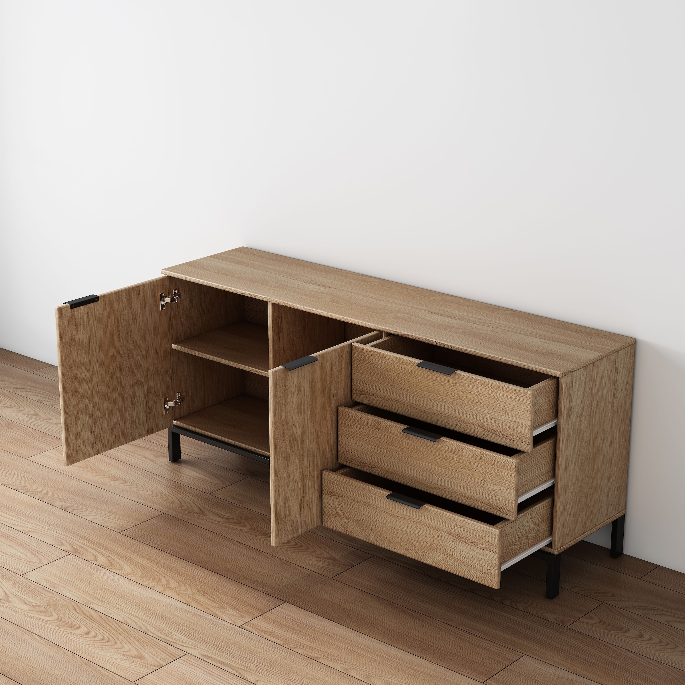 GOODproduct Sideboard »Jorinde« Melaminoberfläche, flexibler Stauraum und robustes Metallgestell
