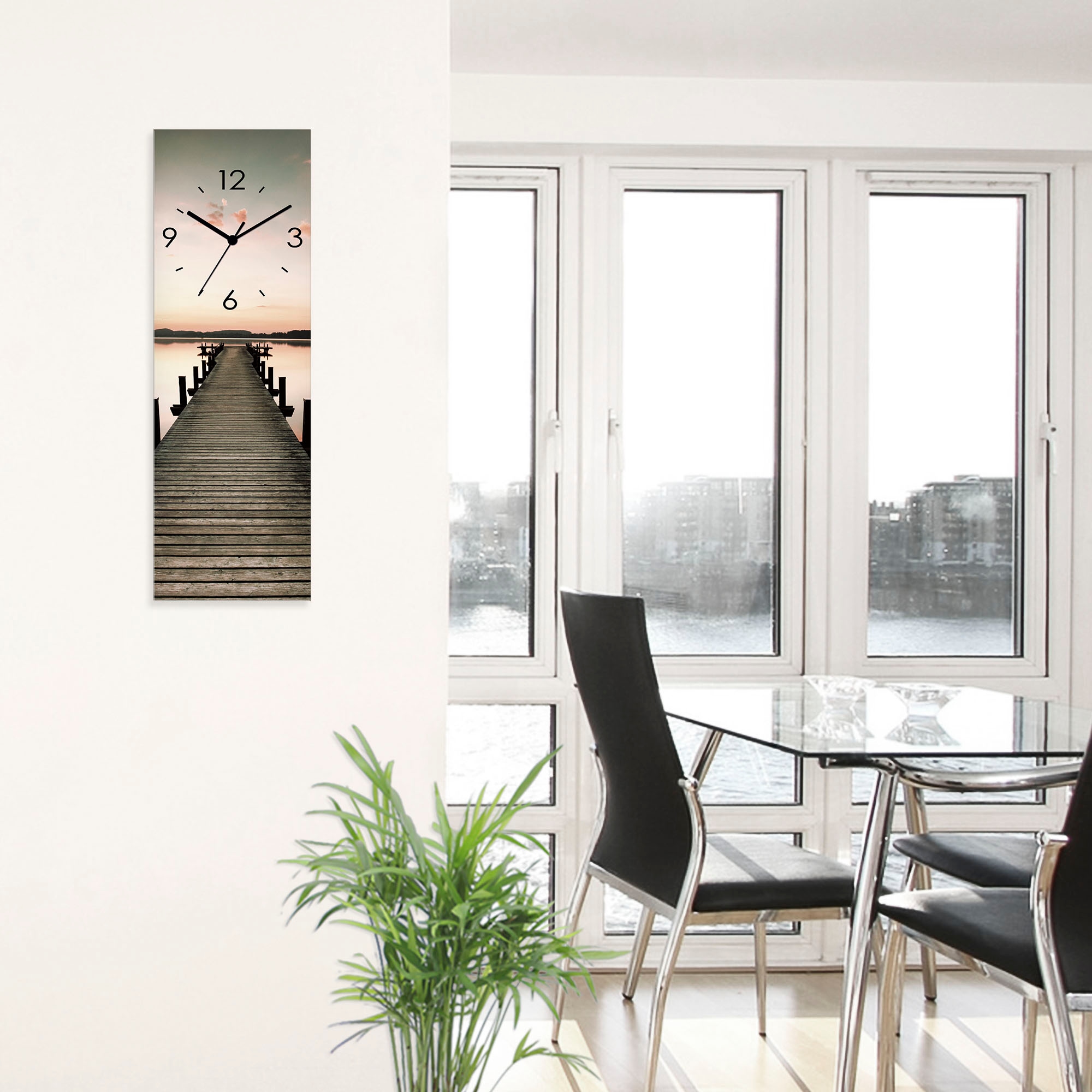Artland Wanduhr »Langer Pier im Sonnenaufgang« wahlweise mit Quarz- oder Funkuhrwerk, lautlos ohne Tickgeräusche