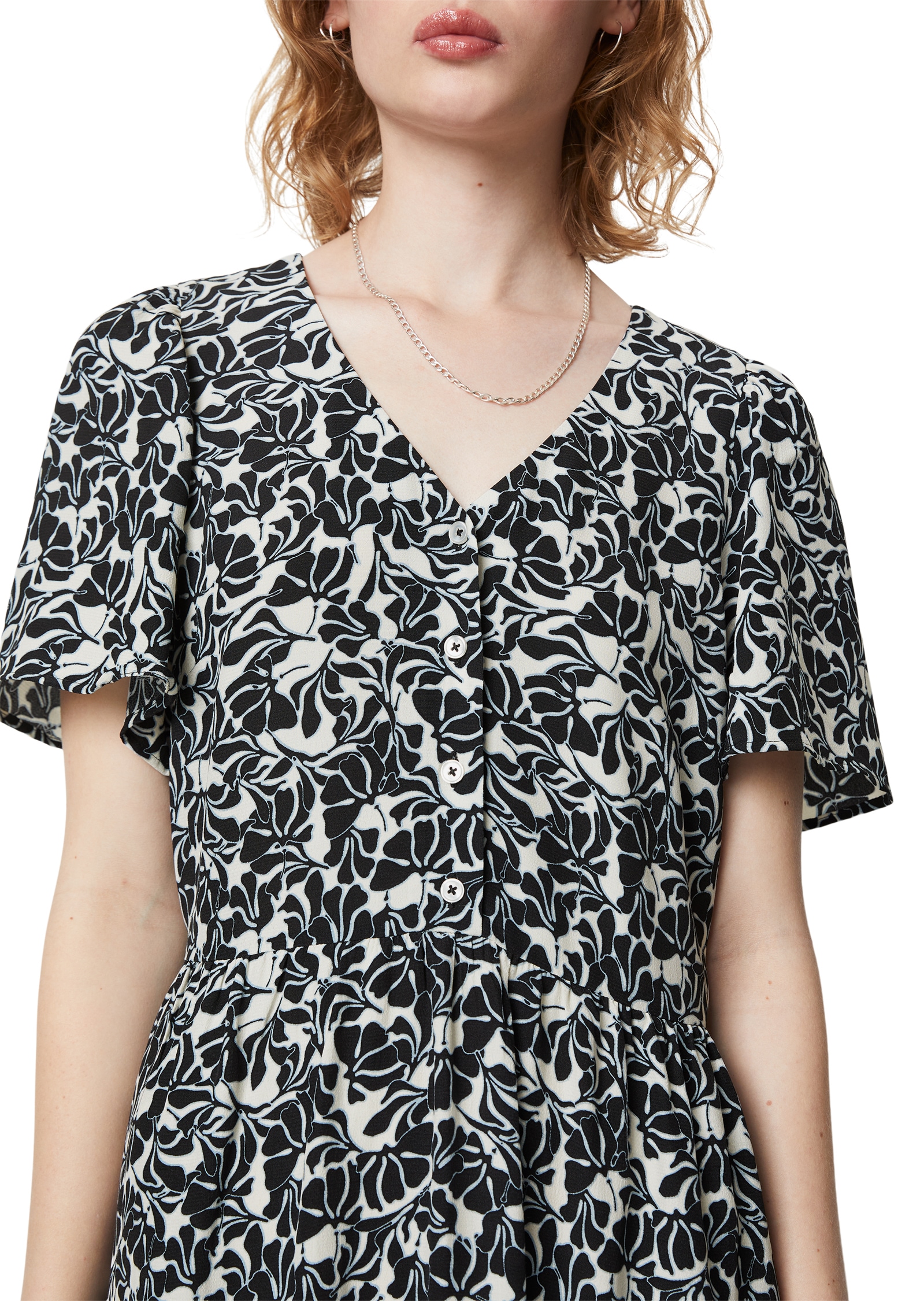 Marc O'Polo DENIM Midikleid mit elastischer Taille, aus fliessendem Viskose-Crêpe