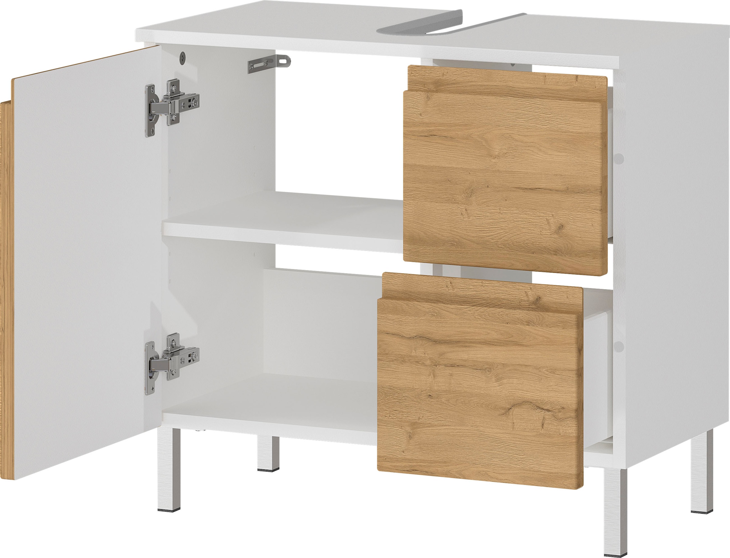 GERMANIA Waschbeckenunterschrank »Torrance«, (in 2 Breiten), mit Schublade & Füssen aus Metall, griffloses Design, Made in Germany