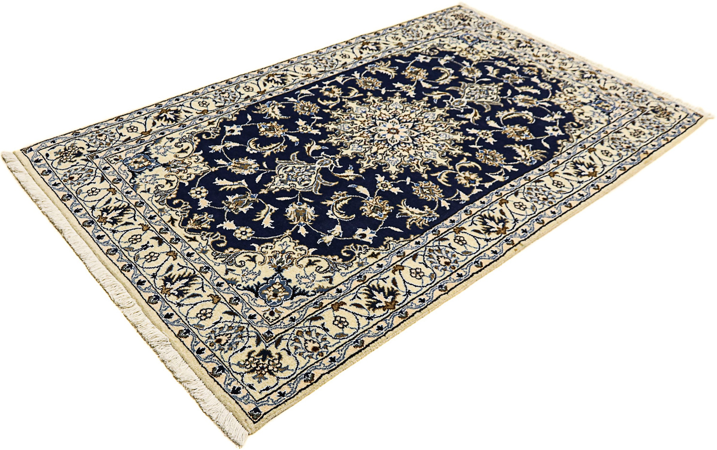 Image of morgenland Orientteppich »Perser - Nain - 203 x 120 cm - dunkelblau«, rechteckig, 12 mm Höhe, Wohnzimmer, Handgeknüpft, Einzelstück mit Zertifikat bei Ackermann Versand Schweiz