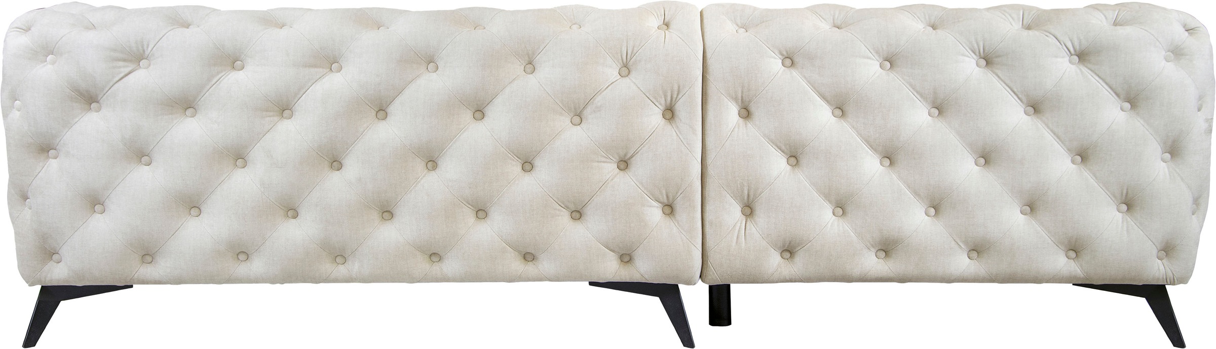 Leonique Chesterfield-Sofa »Ecksofa GLYNIS L-Form mit Wellenunterfederung, Masse B/T/H 264/204/75cm«, aufwändige Knopfheftung, moderne Chesterfield Optik, Fussfarbe wählbar