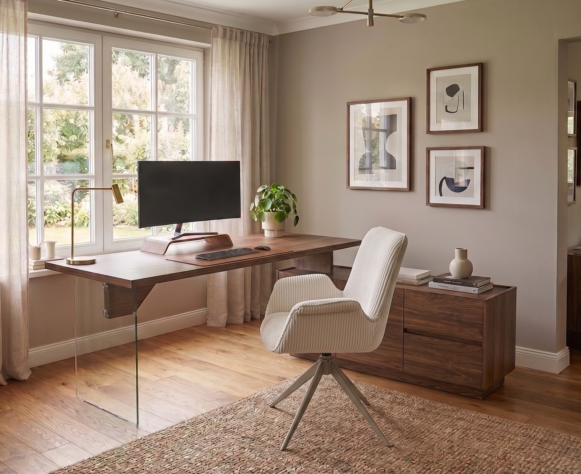 Jahnke Bureau d'angle »LUX C 160 E« bureau d'angle, montable des deux côtés, verre, 2 compartiments + 2 tiroirs