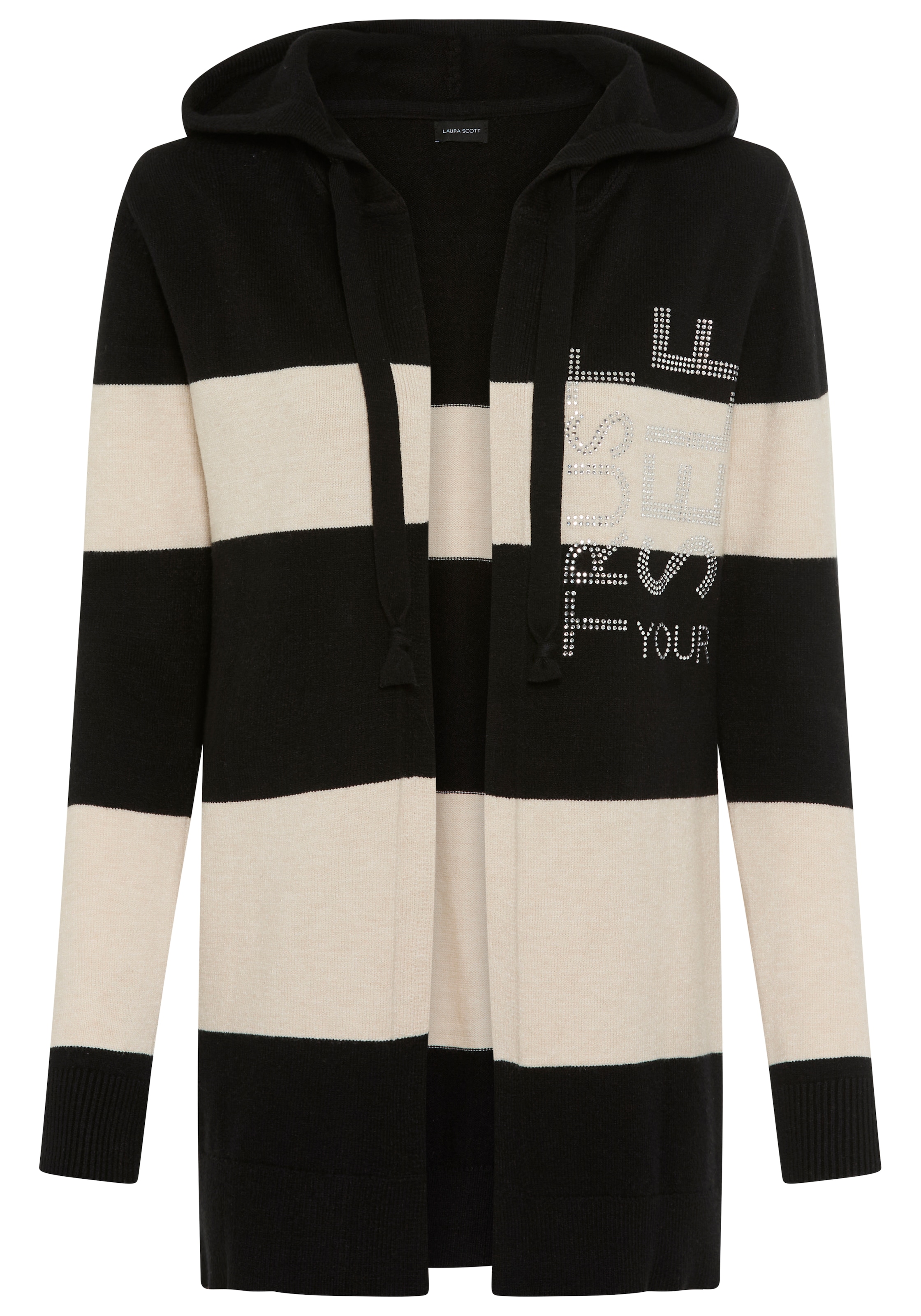 Laura Scott Cardigan à capuche Winterstrick mit Streifen und Glitzerdetails - NEUE KOLLEKTION