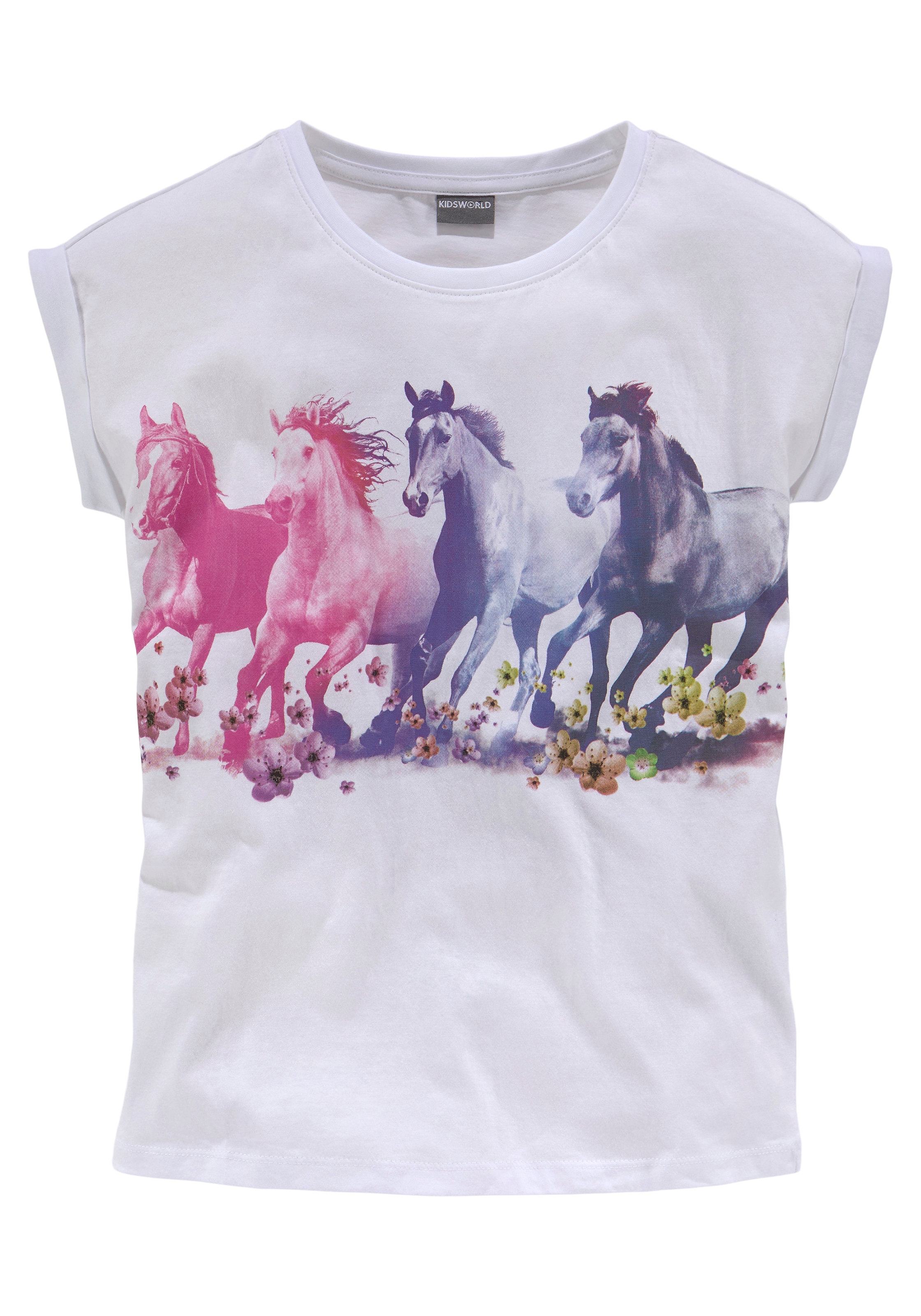 Modische KIDSWORLD T-Shirt »Pferde«, Mindestbestellwert legerer in ohne weiter bestellen Form