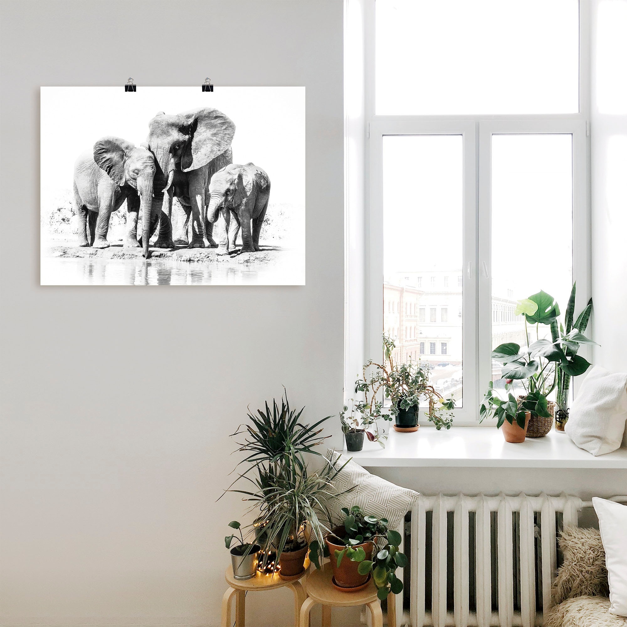 Artland Wandbild »Elefantenmutter mit Kindern«, Elefanten Bilder, (1 St.), als Alubild, Outdoorbild, Leinwandbild, Poster in verschied. Grössen