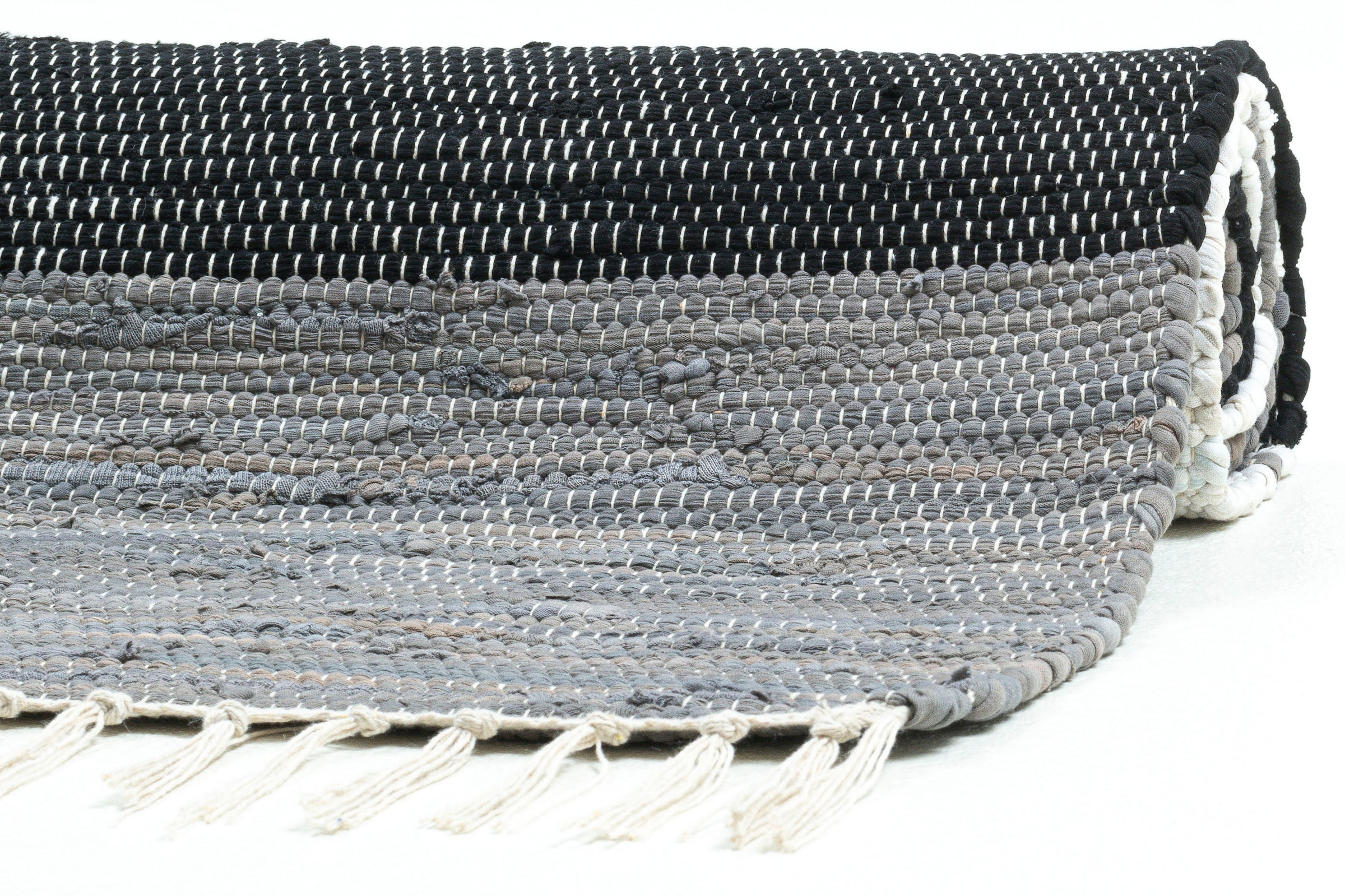 THEKO Läufer »Stripe Cotton«, rechteckig, 5 mm Höhe, Handweb Flachgewebe, reine Baumwolle, handgewebt, mit Fransen