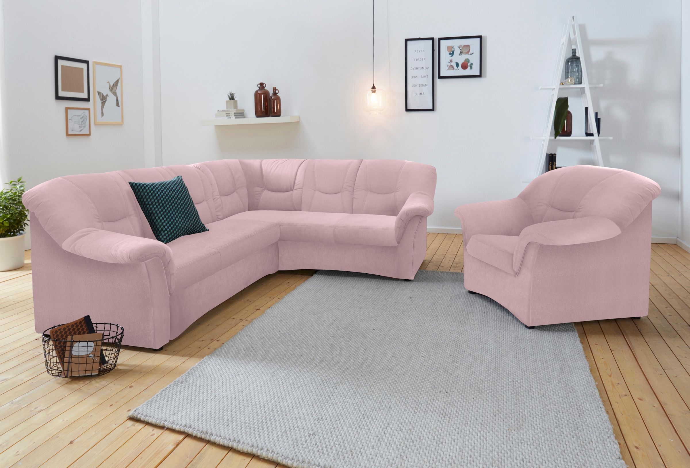 DOMO collection Ecksofa »Sarafina zeitlos und komfortabel, optional mit Federkern, L-Form«, wahlweise mit Bettfunktion