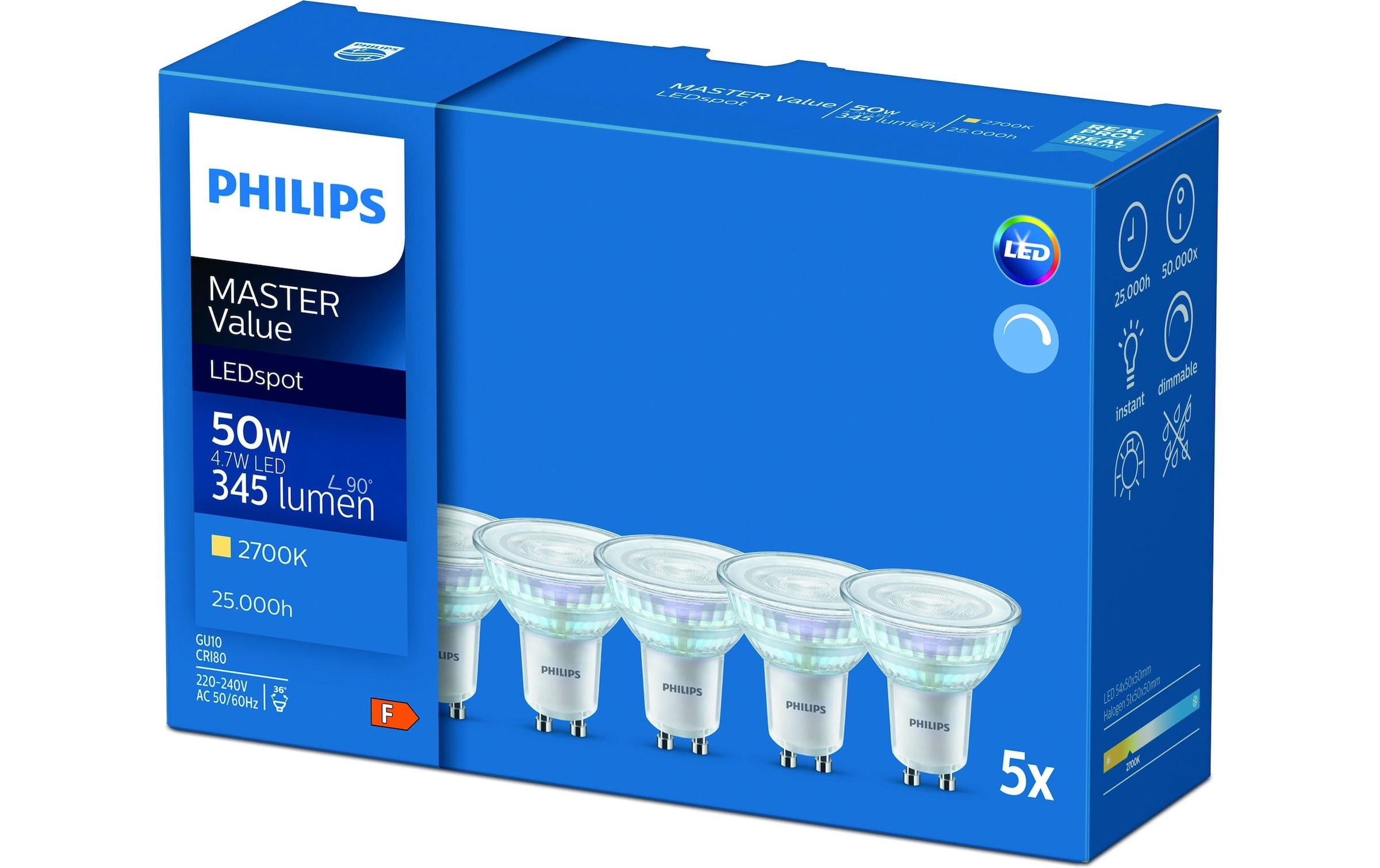 Philips LED-Leuchtmittel »Lampe MASTER L«, GU10, Warmweiss