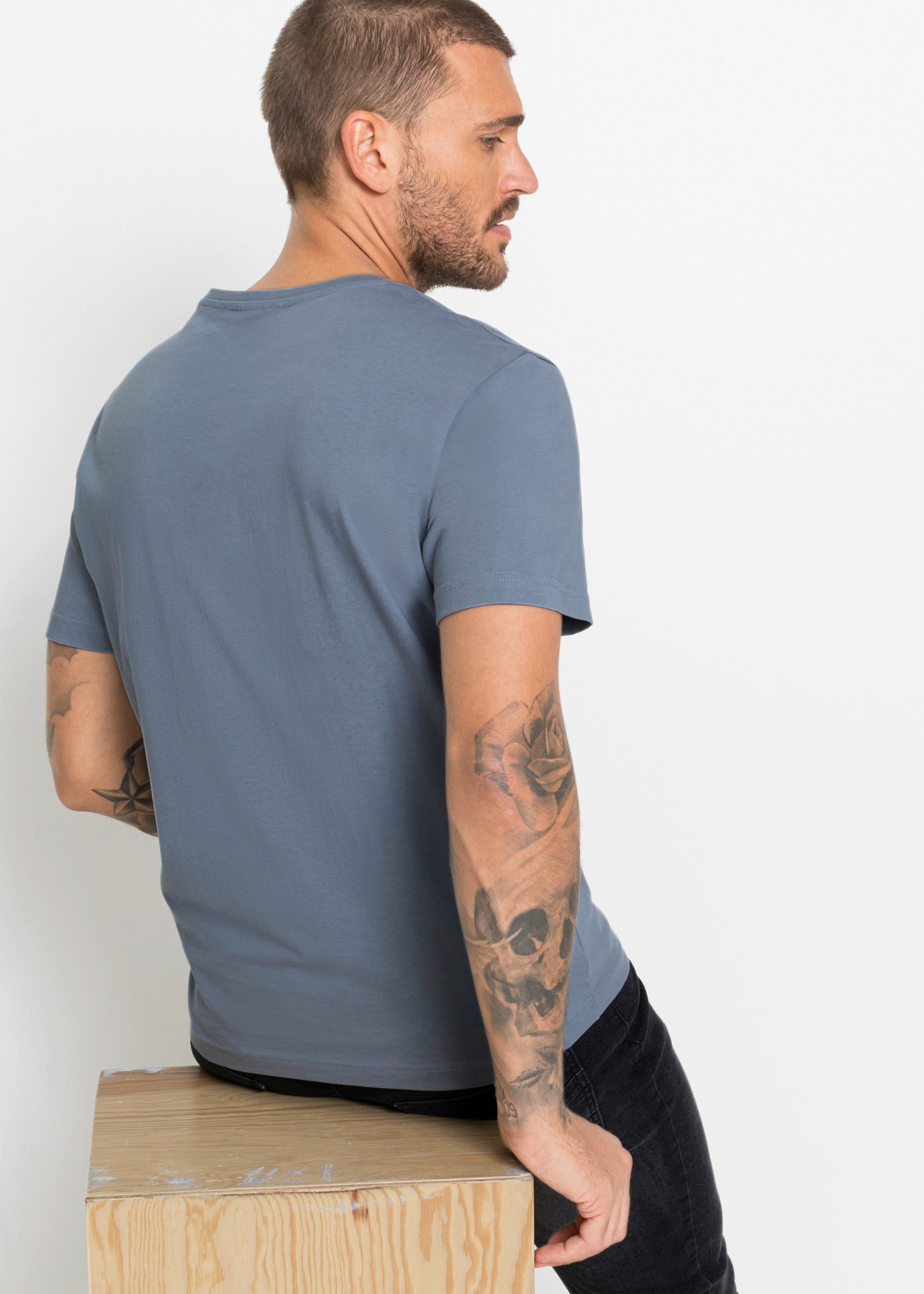 bonprix T-shirt Paquet, 3 cuis Regular Fit, Kurzarm, für den Alltag, aus Baumwolle und Viskose