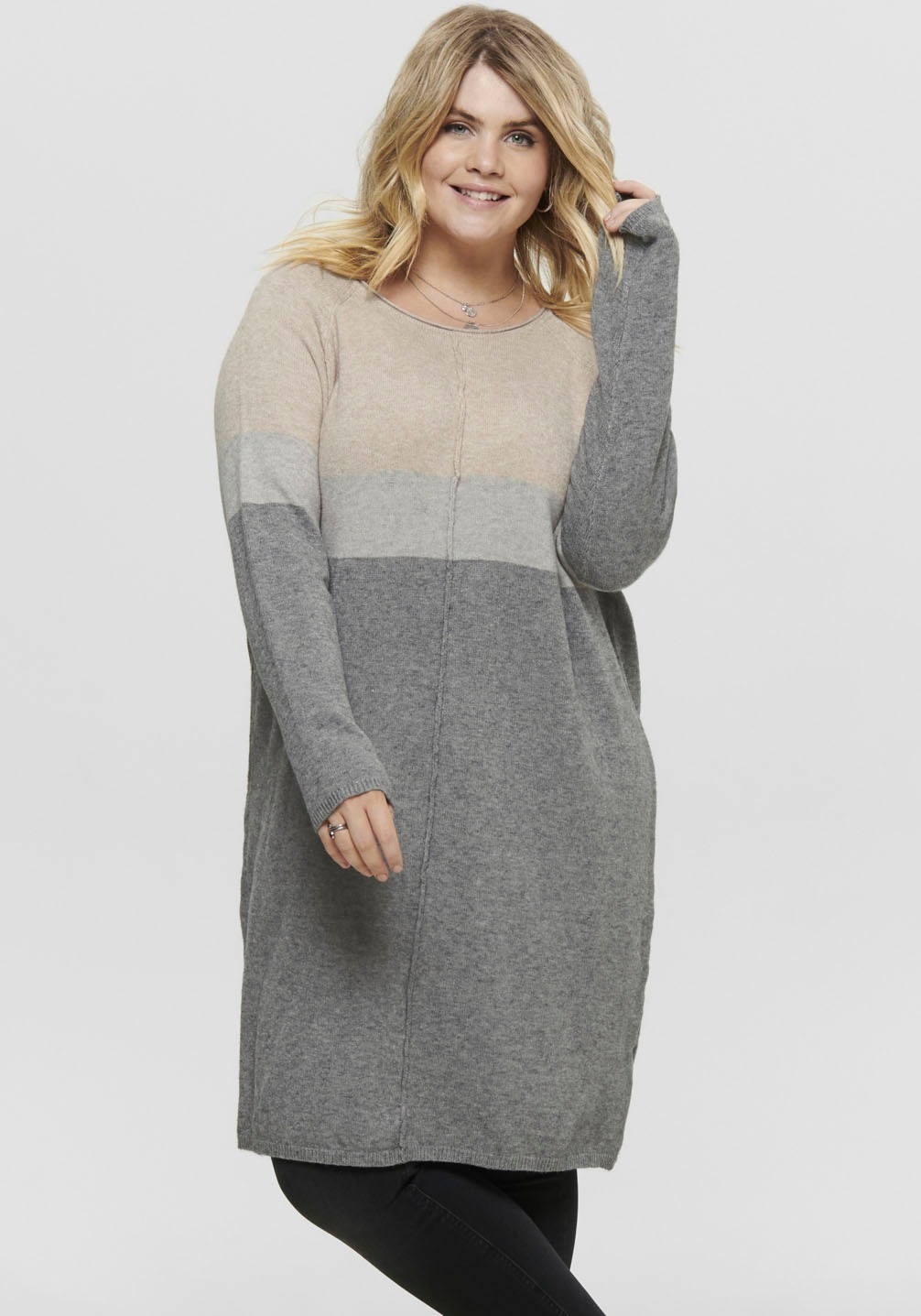 Image of ONLY CARMAKOMA Strickkleid »CARLAURA«, in Colourblocking-Optik bei Ackermann Versand Schweiz