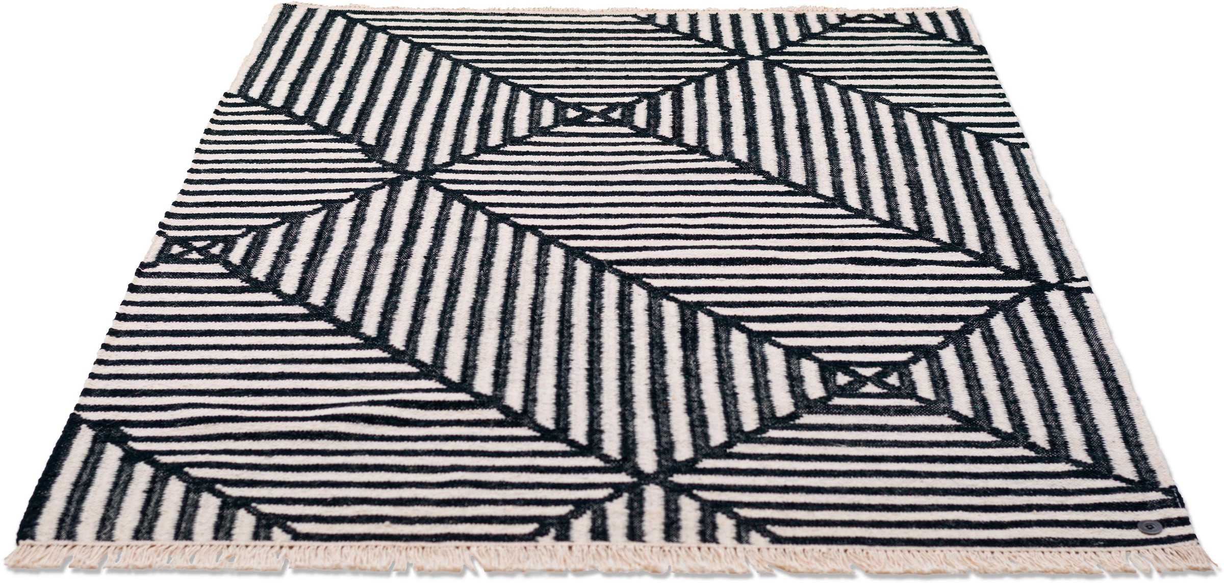 Image of TOM TAILOR HOME Teppich "Criss Cross" rechteckig 5 mm Höhe handgewebt, mit Fransen, Boho-Style