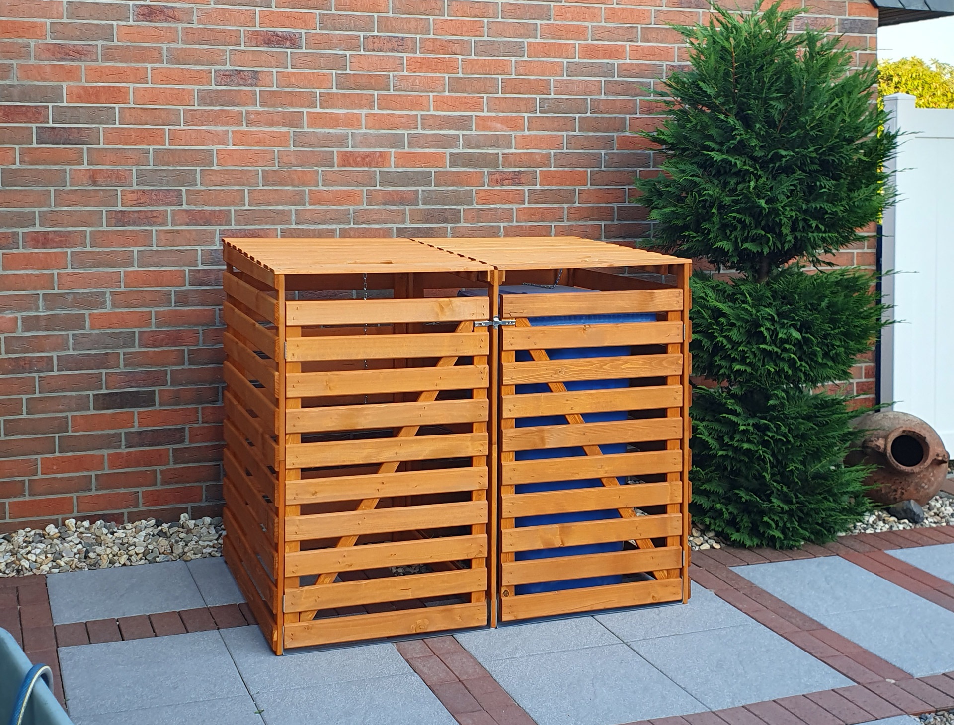 promadino Coffre à poubelles »Vario V« pour 2 x 240 l, brun