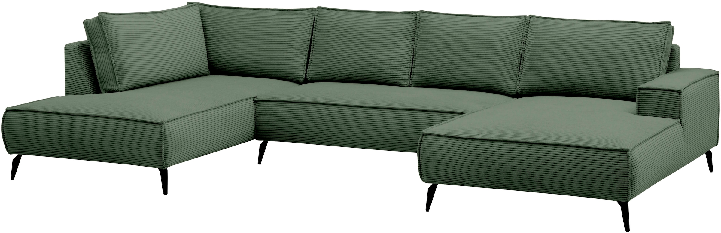 GOODproduct Paysage de salon »TVINNU, moderne U-Form, Couch in Cord oder Webstoff in Leinenoptik« Recamiere rechts/links, schwarze Metallfüsse, bequeme Sitz-/Liegefläche